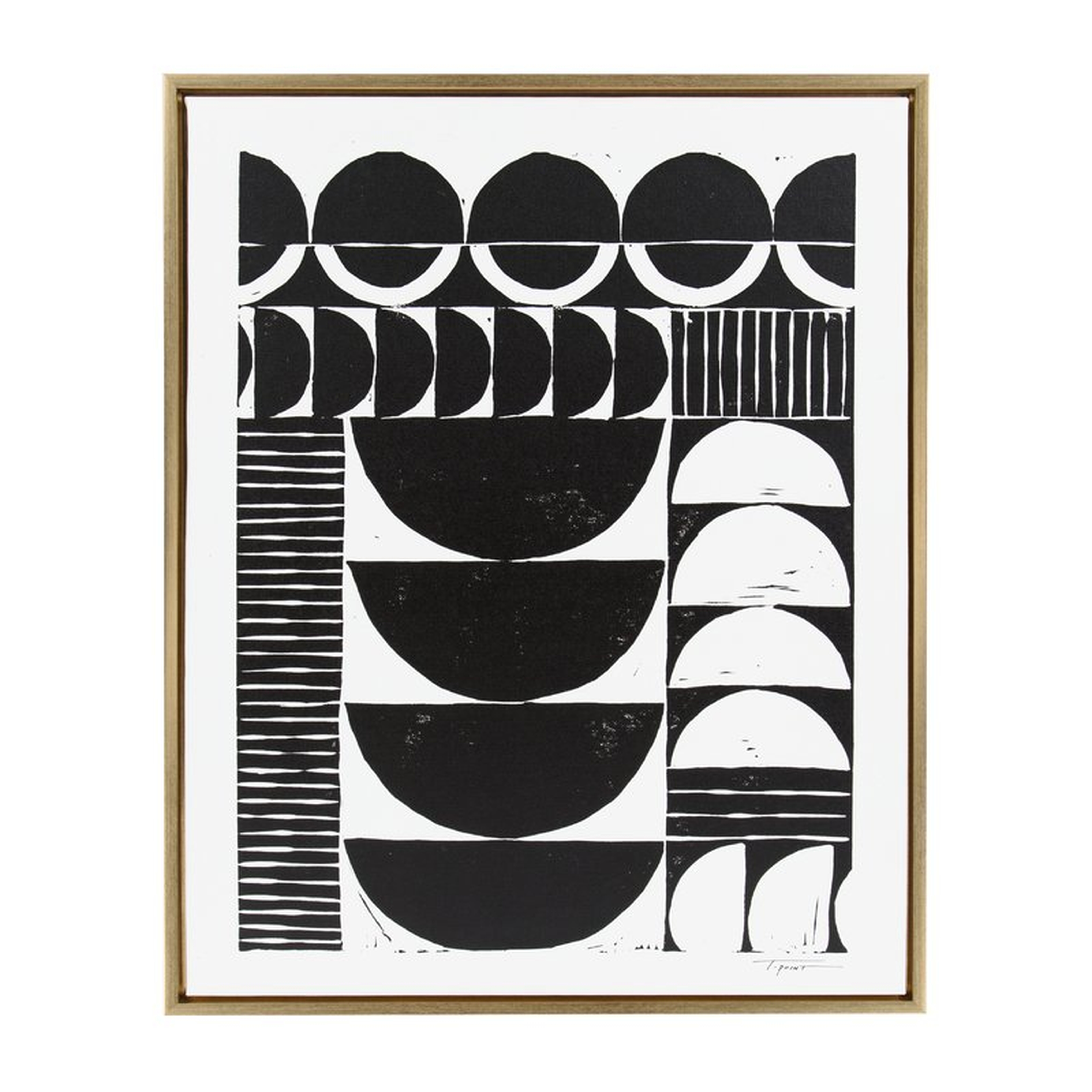 Modern Circular Block' Framed Graphic Art Print on Wrapped Canvas - AllModern