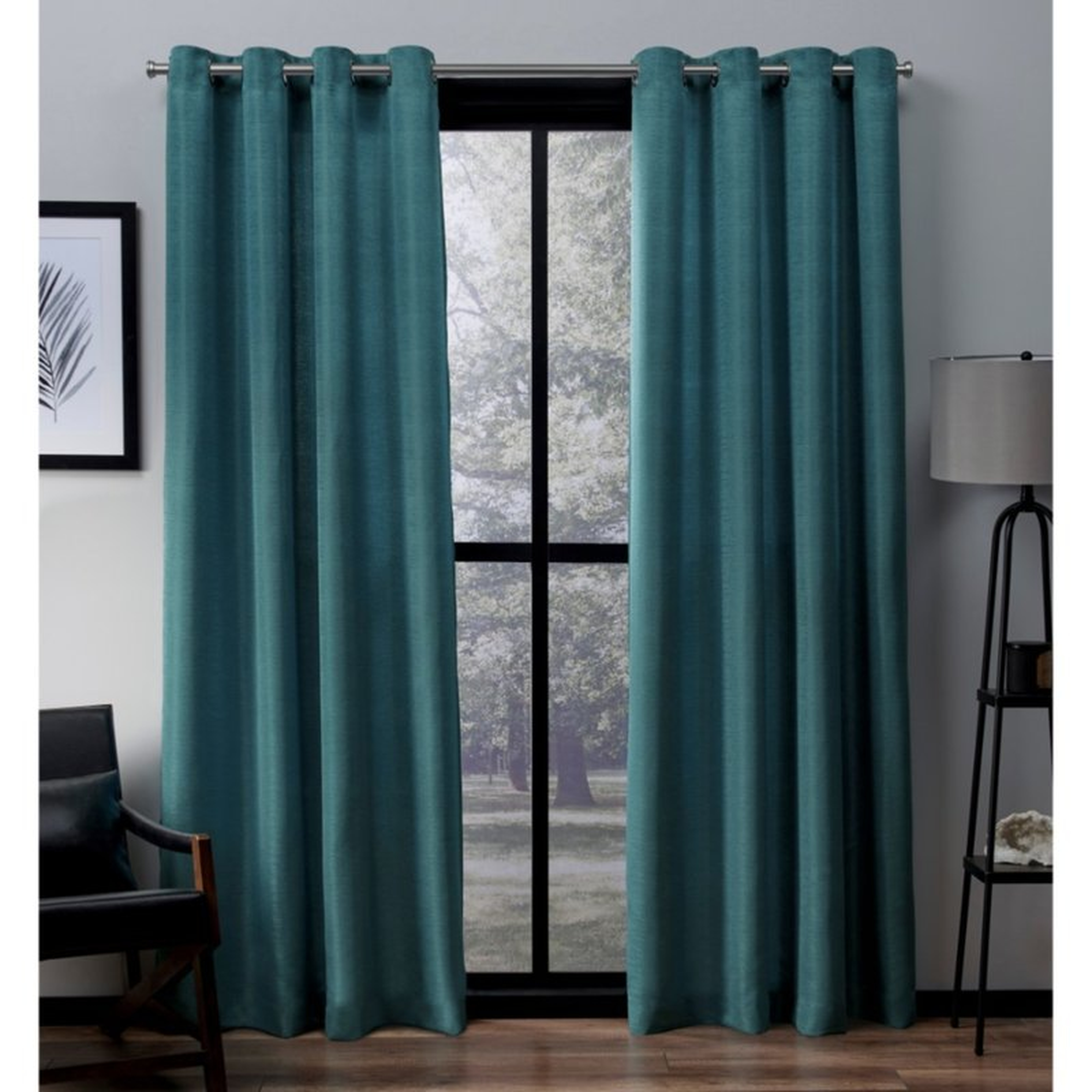 Marnie Solid Light Filtering Grommet Curtain Panels (Set of 2) - TEAL - Wayfair