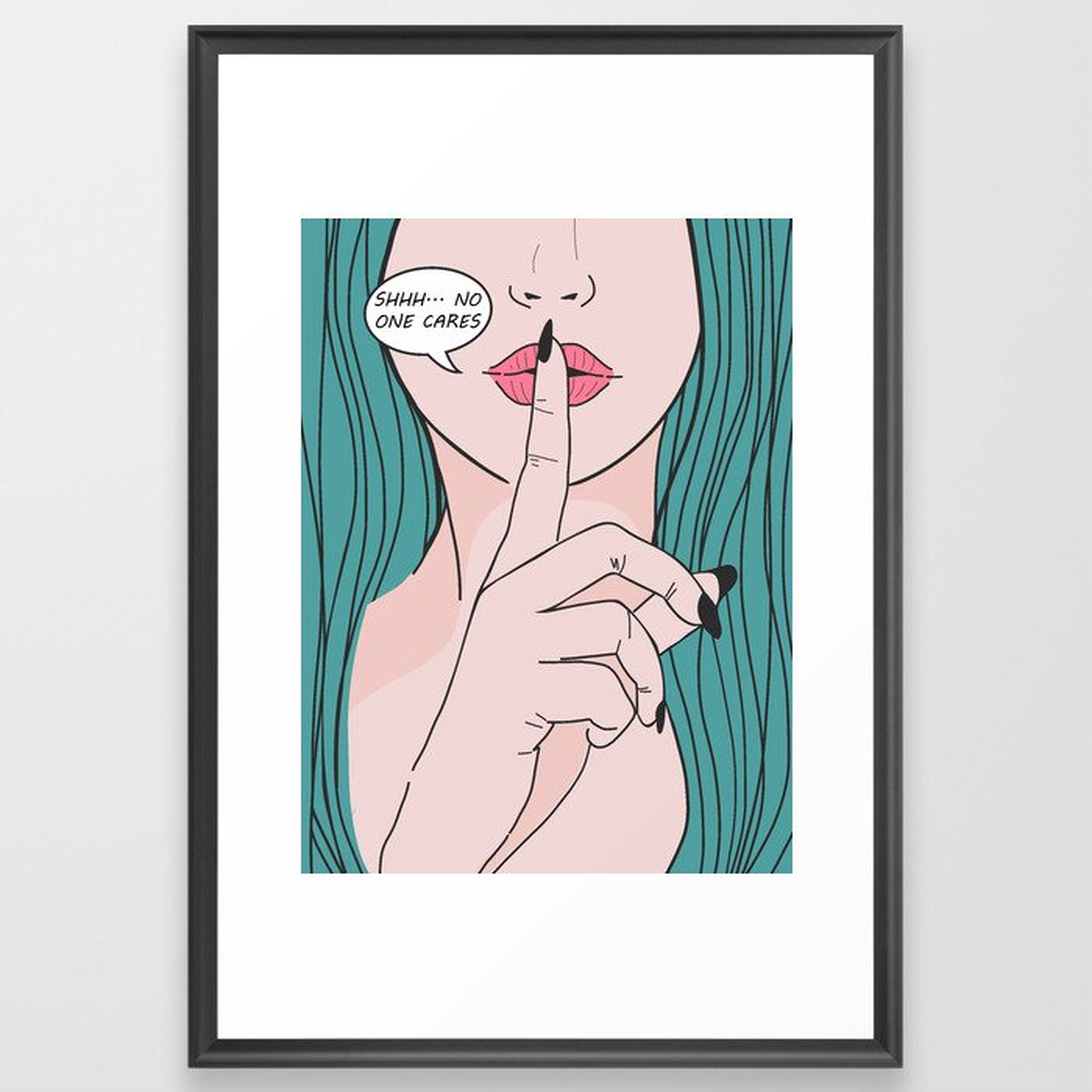 She says Shhh Framed Art Print - Society6