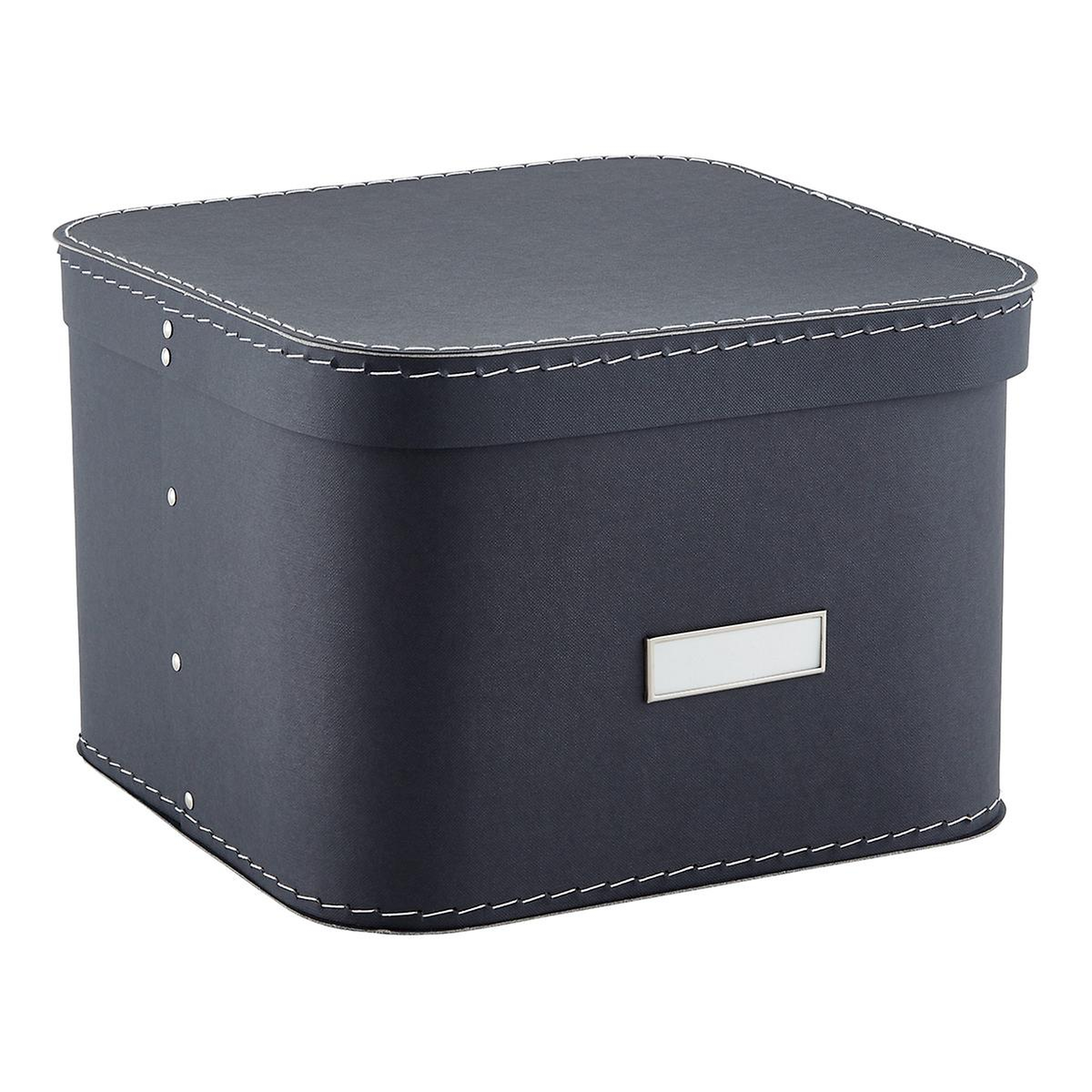 Graphite Oskar Storage Box with Lid - containerstore.com