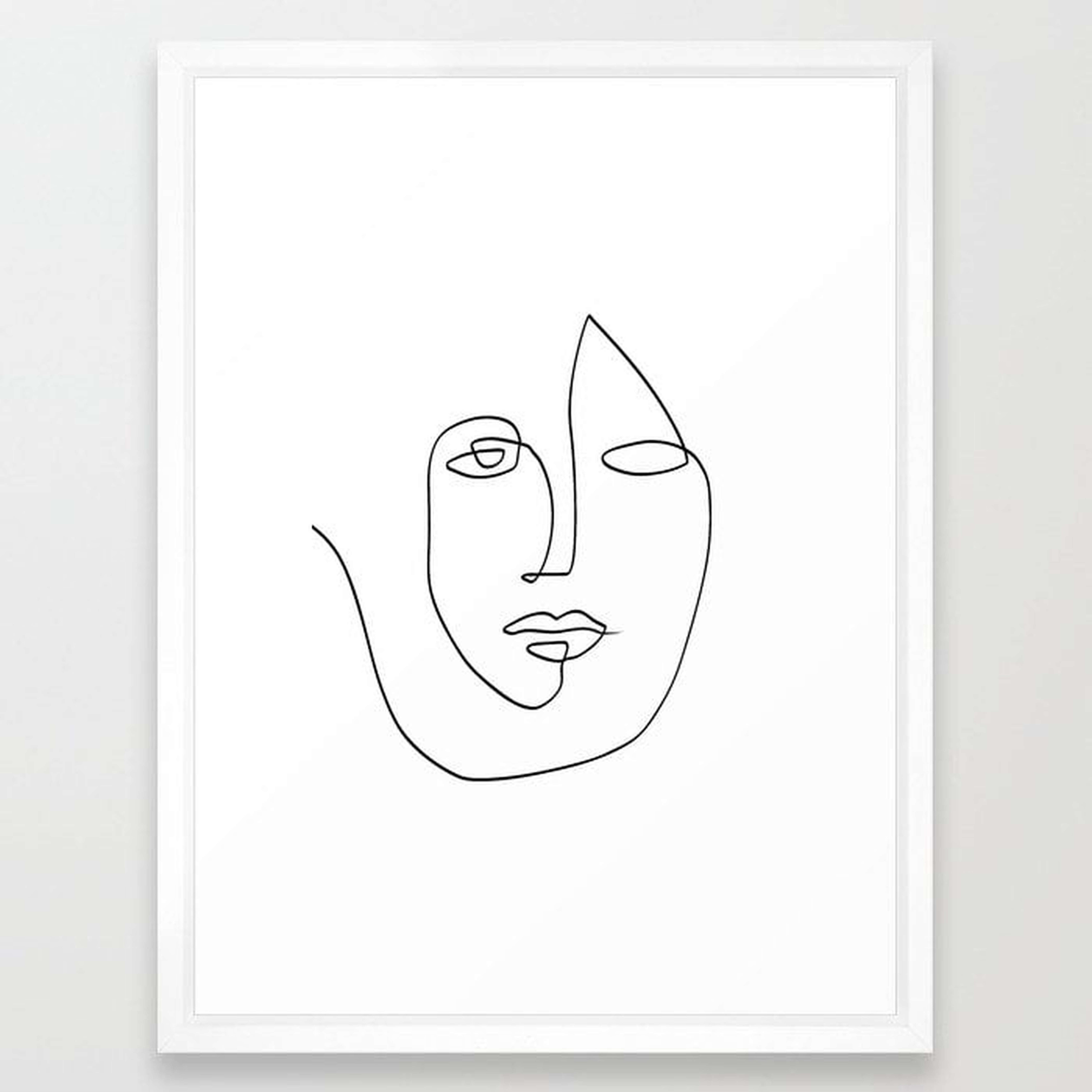 Abstract face One Line Art Framed Art Print - Society6