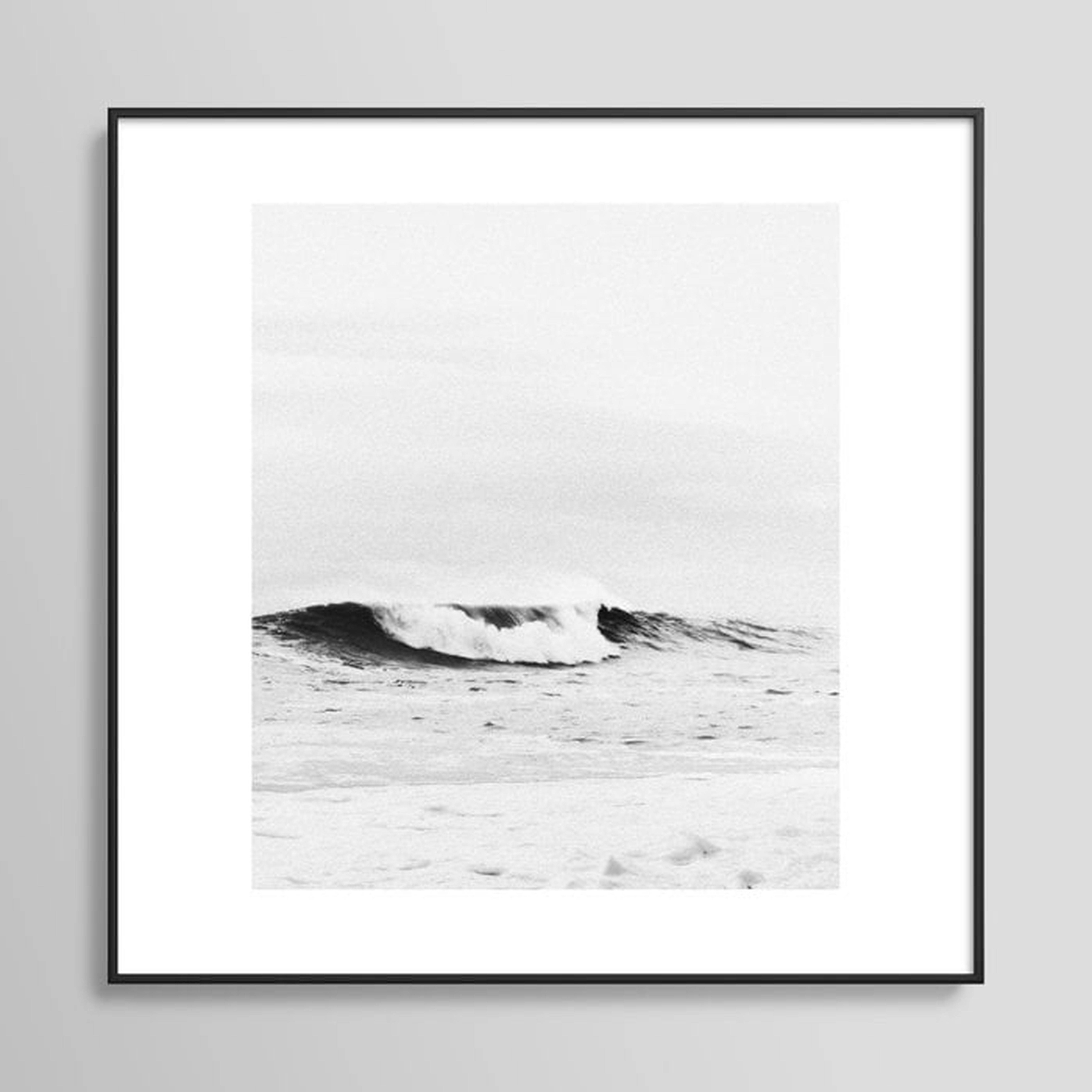Minimalist Black and White Ocean Wave Photograph Framed Art Print - Society6