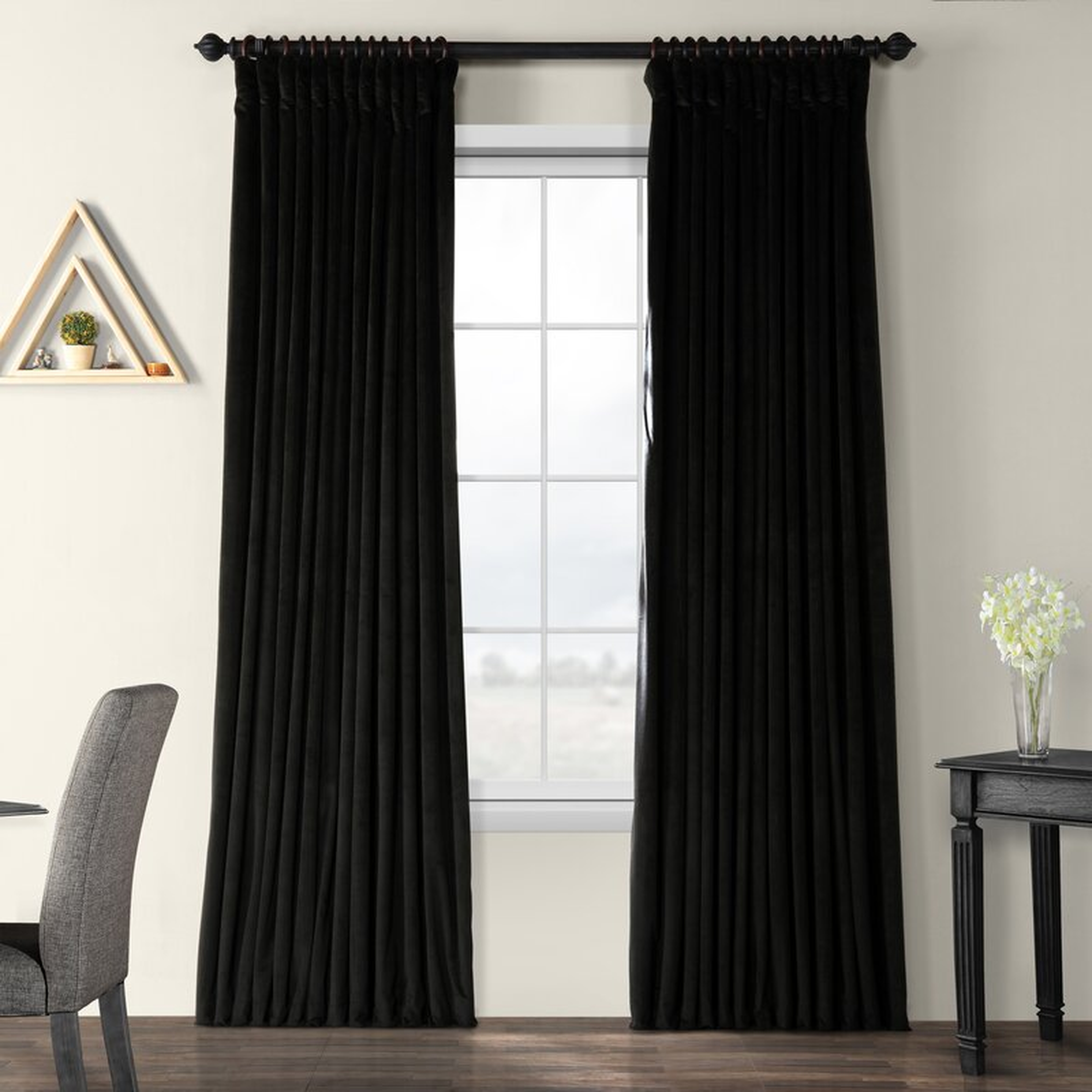 Rhinehart Extra Wide Velvet Solid Blackout Thermal Rod Pocket Single Curtain Panel - Wayfair
