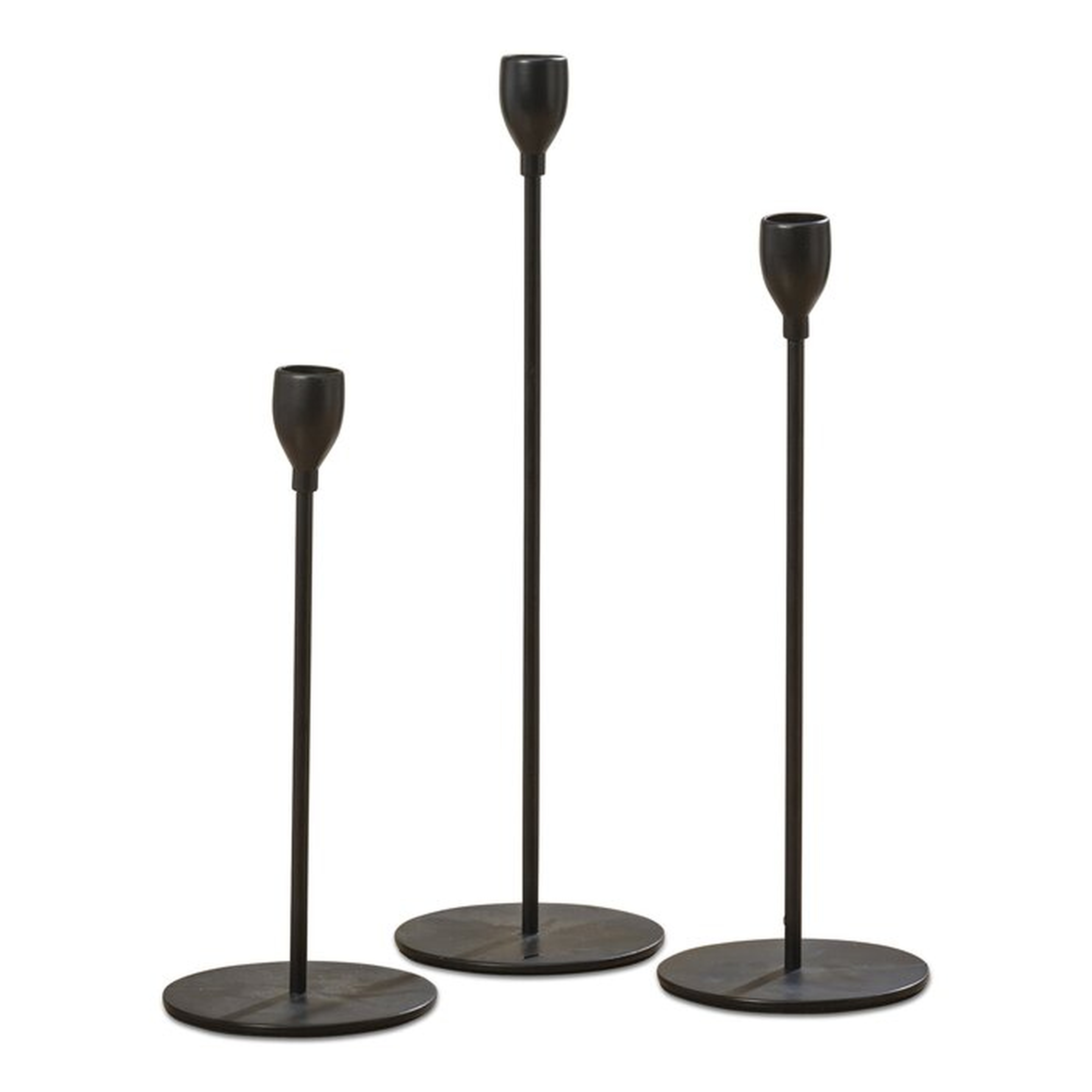 Metal Tabletop Candlestick, Black, Set of 3 - Wayfair