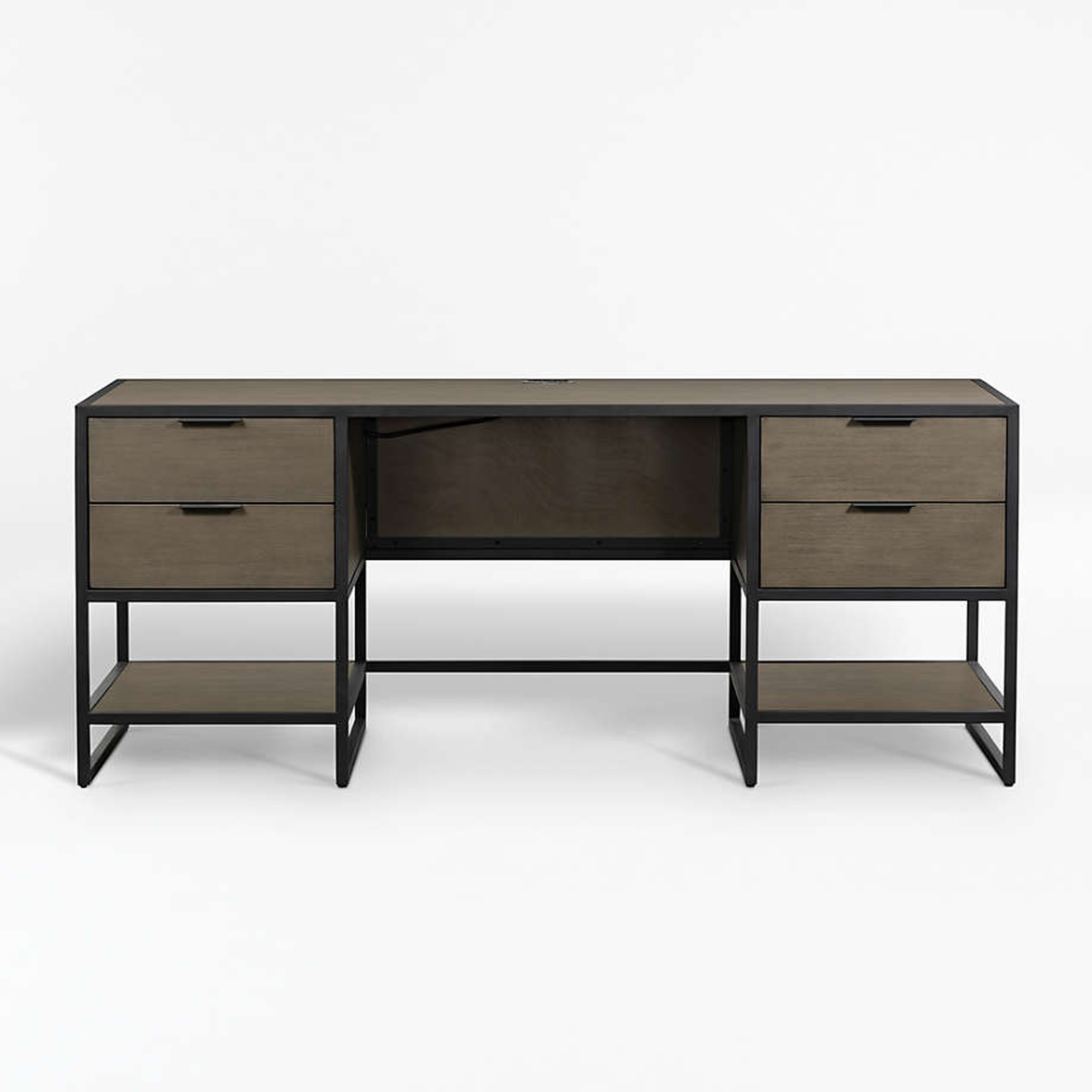 Oxford Black Executive Desk with Power Outlet - Crate and Barrel
