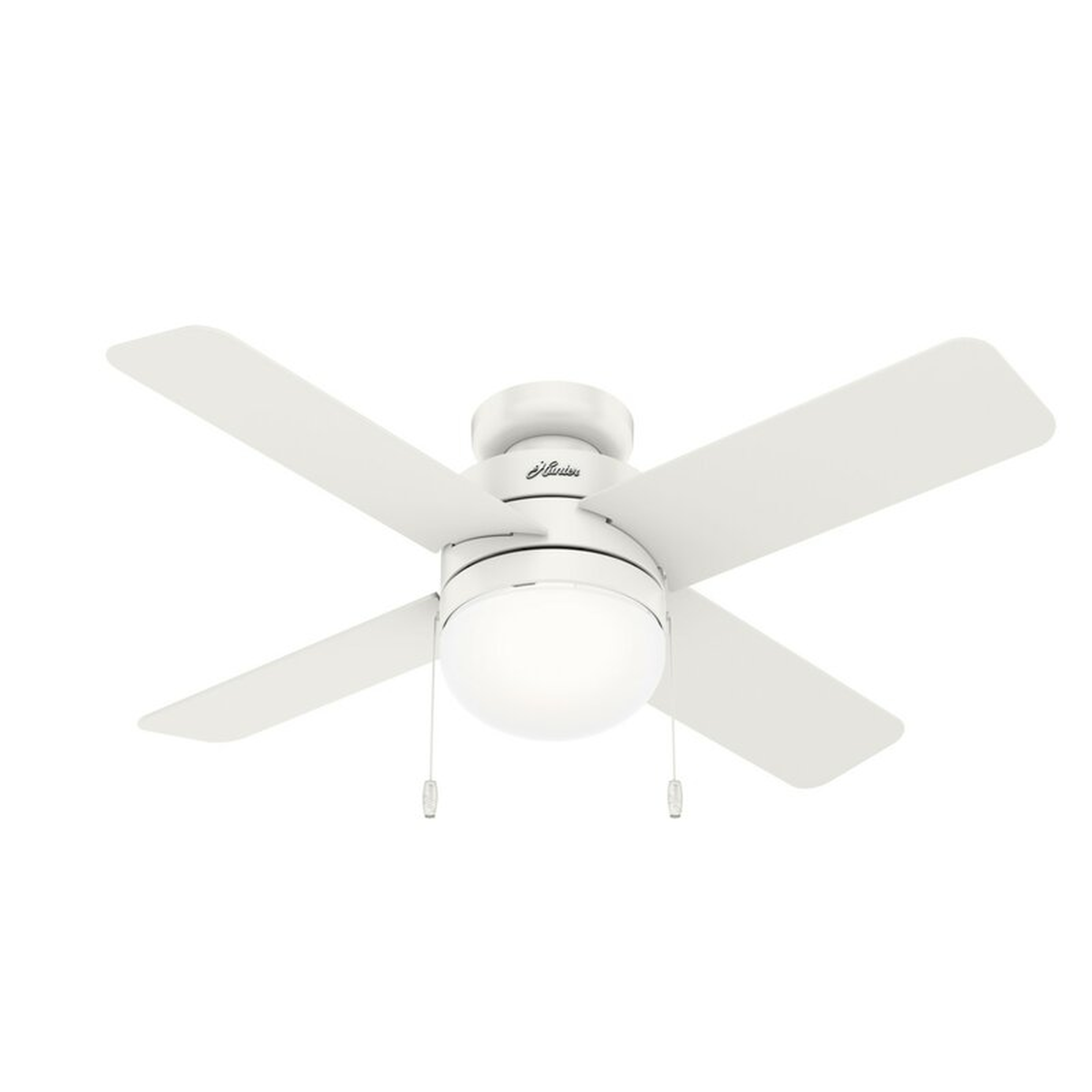 44" Timpani 4 - Blade Flush Mount Ceiling Fan with Pull Chain and Light Kit Included - AllModern