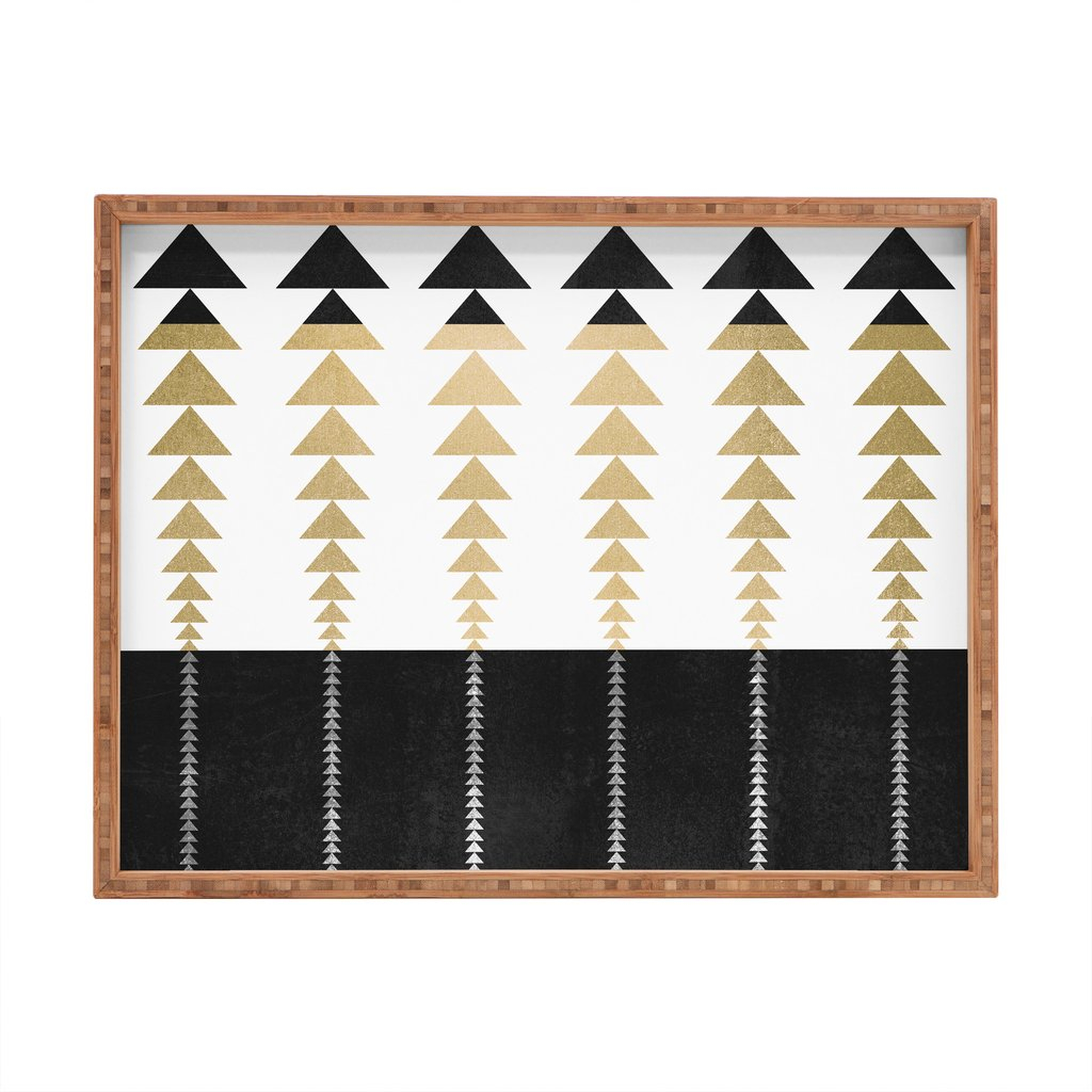 Triangles in gold Rectangular Tray - XLarge - Wander Print Co.