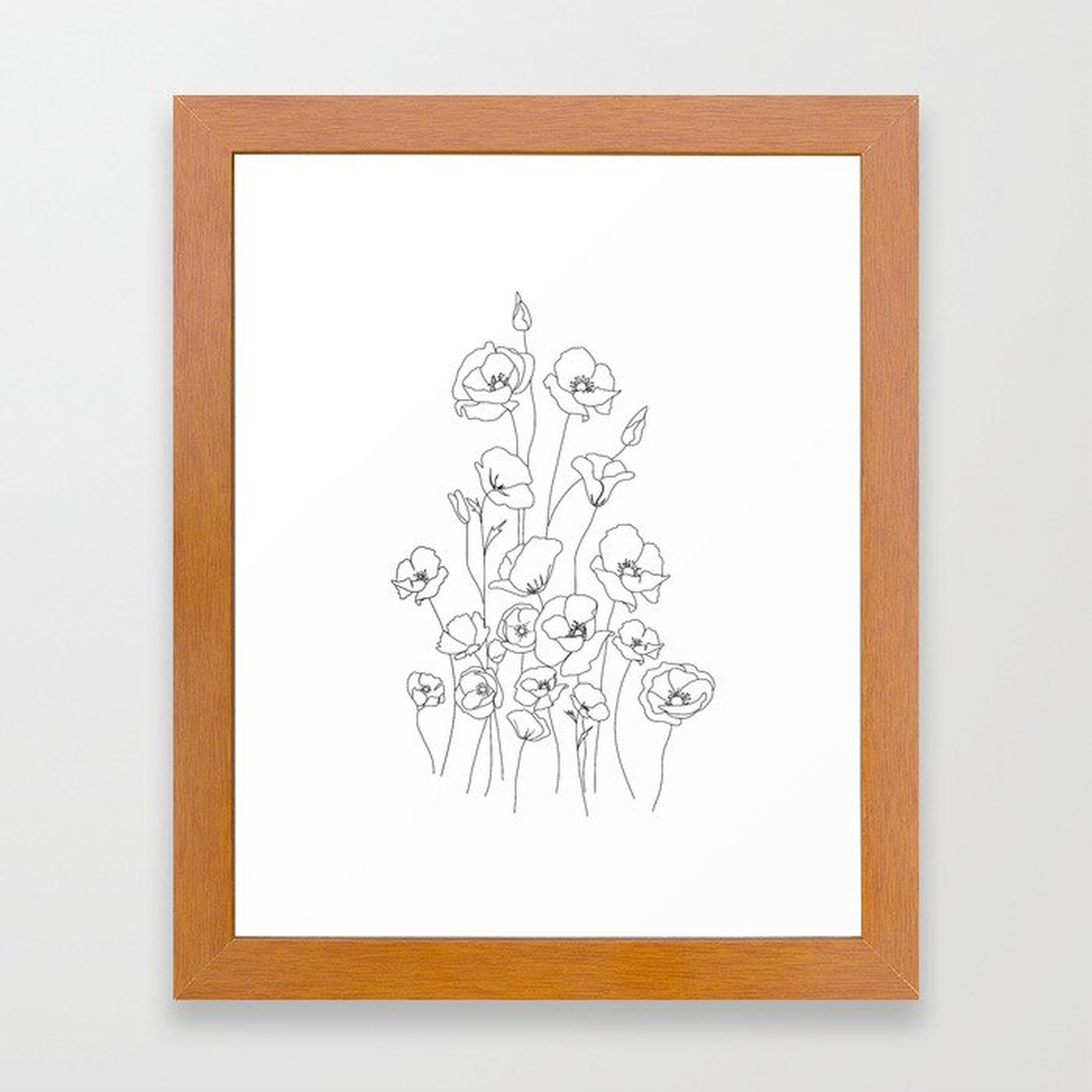 Poppy Flowers Line Art Framed Art Print - Society6