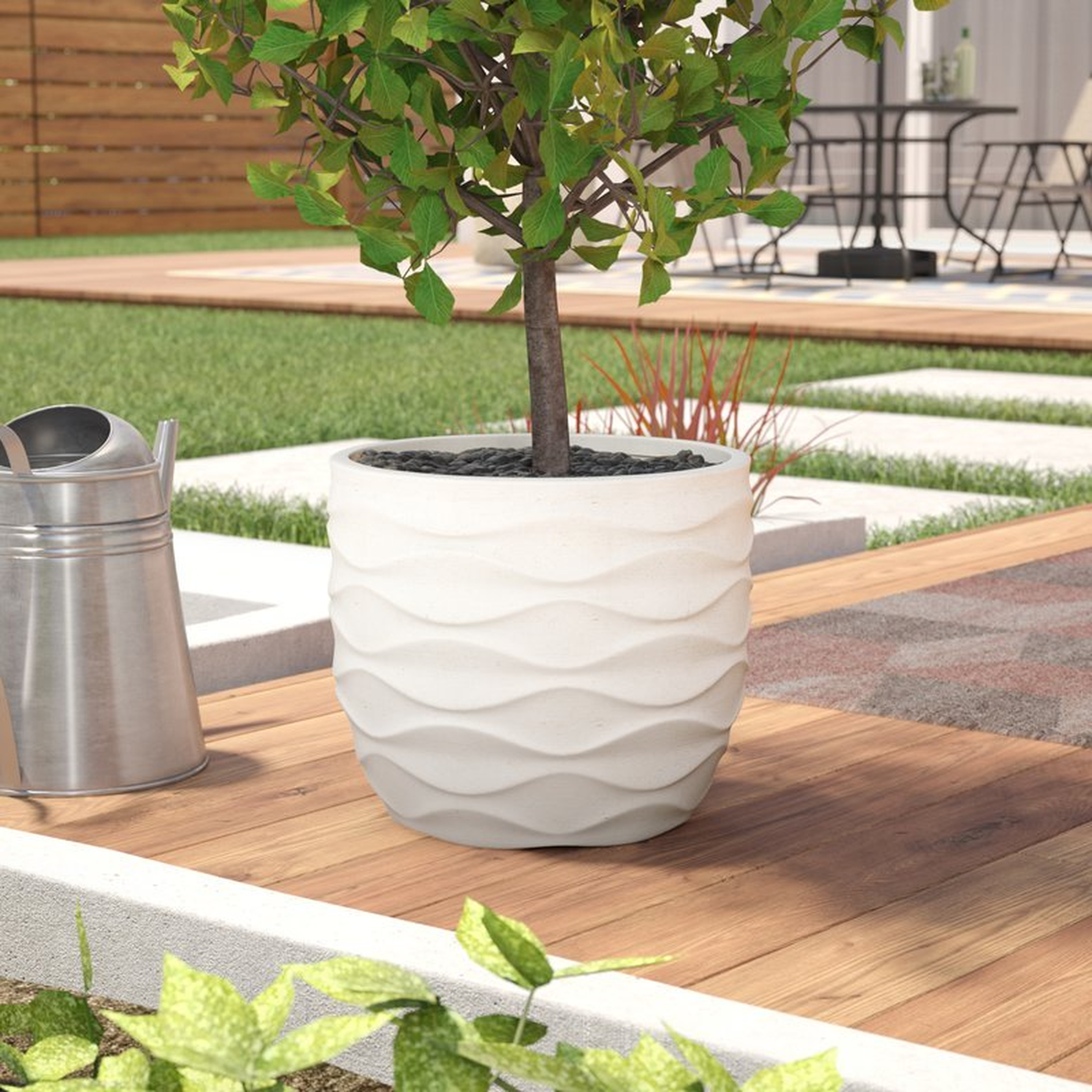 Cowie Wavy Design MgO Fiberclay Pot Planter - Wayfair