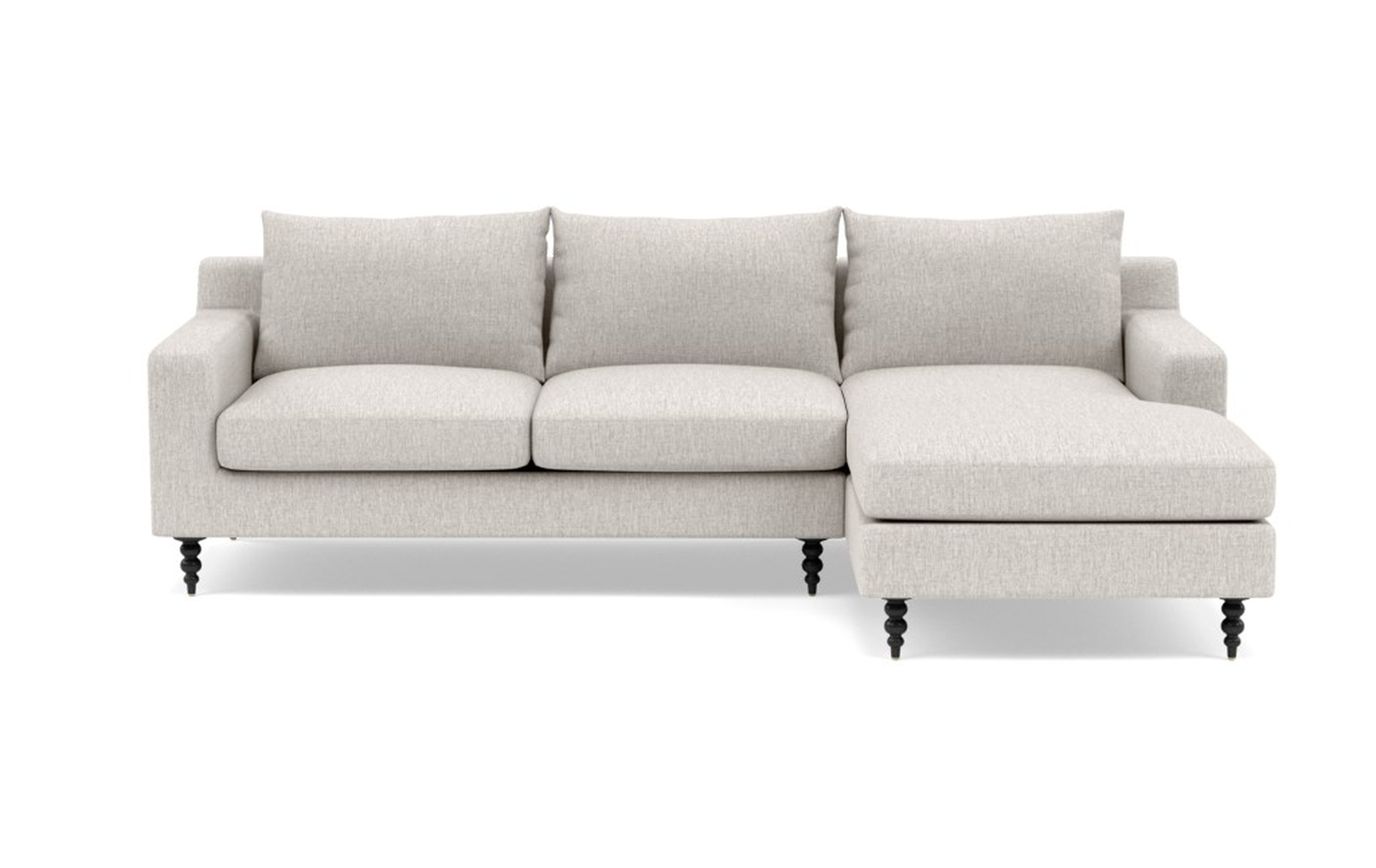 SLOAN Sectional Sofa with Right Chaise in Wheat with Matte Black Tapered Turned Legs - Interior Define