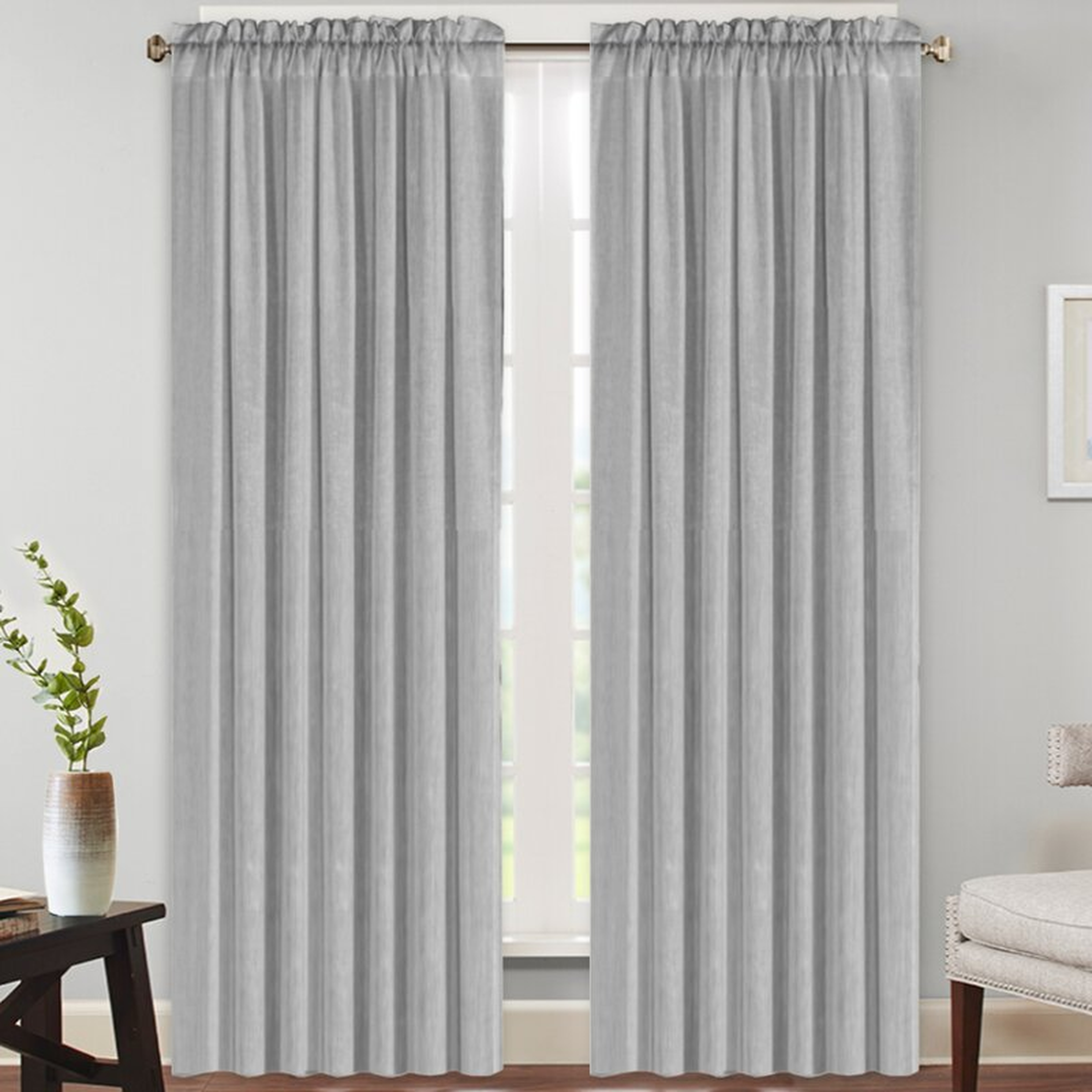 Joe Solid Semi-Sheer Rod Pocket Curtain Panels (Set of 2) - Wayfair