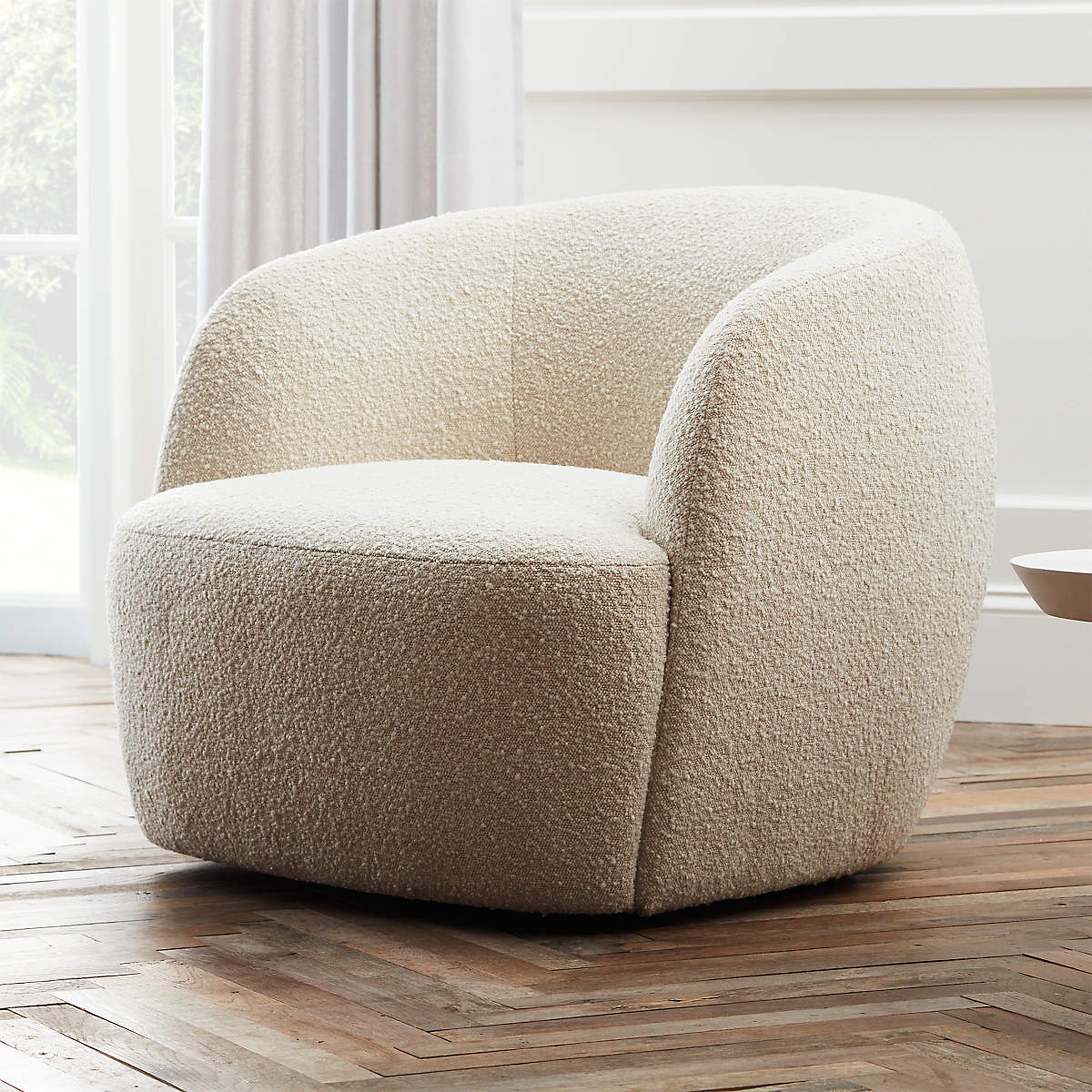 Gwyneth Ivory Boucle Swivel Chair Set of 2 by Goop - CB2