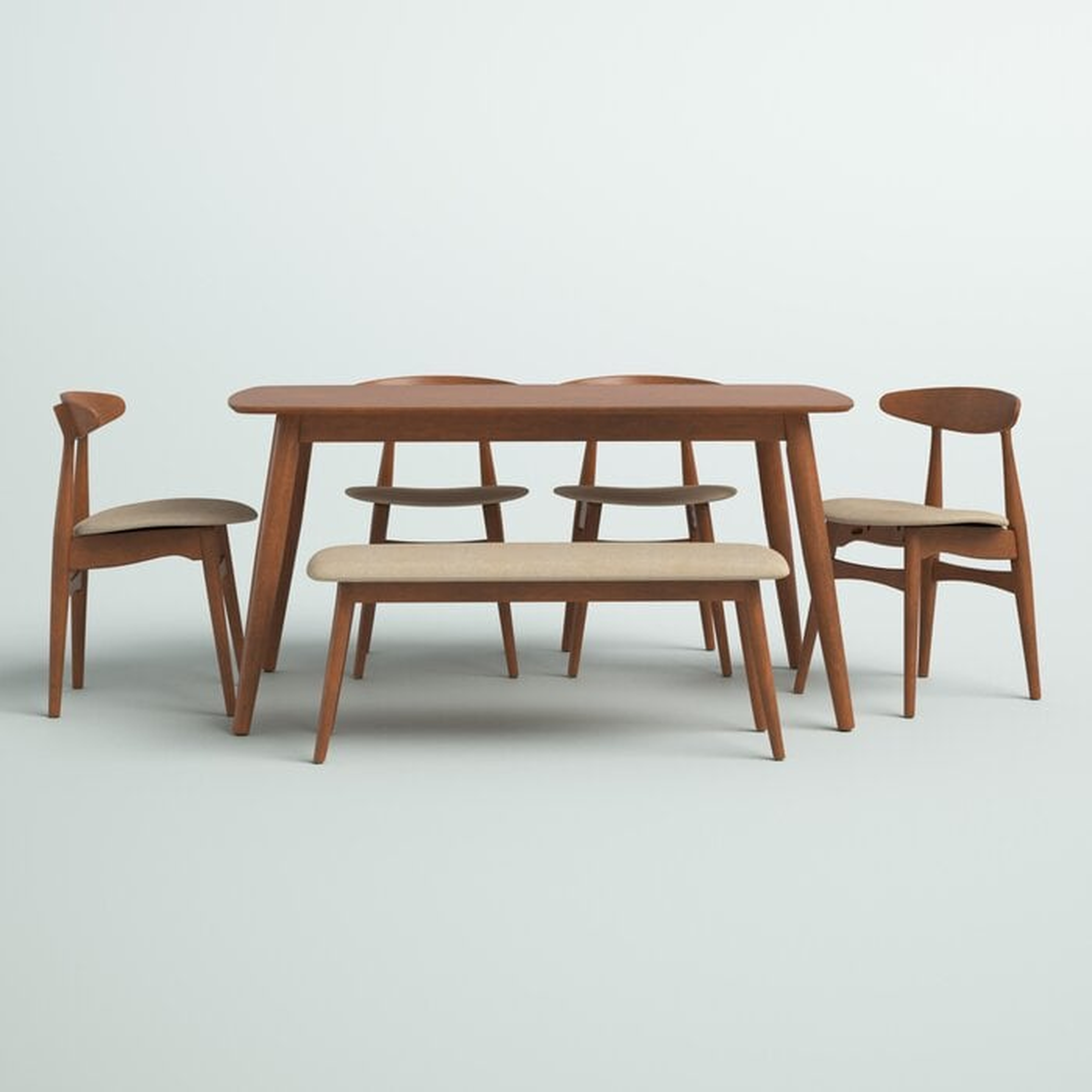 6 Piece Rubber Solid Wood Dining Set - Wayfair