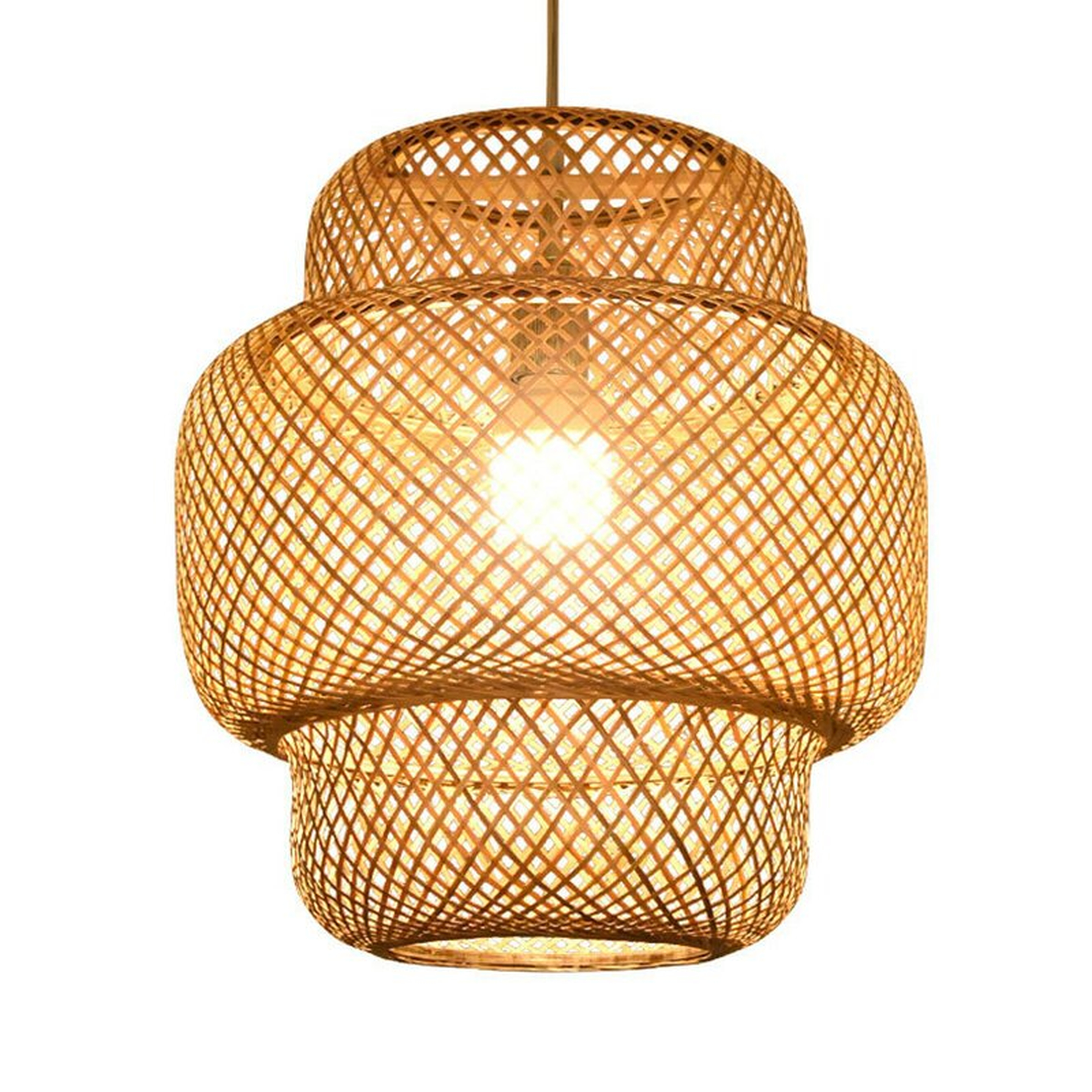 Modern Bamboo Rattan Lights Fixture, Bamboo Wicker Chandelier Basket Light Fixture - Wayfair