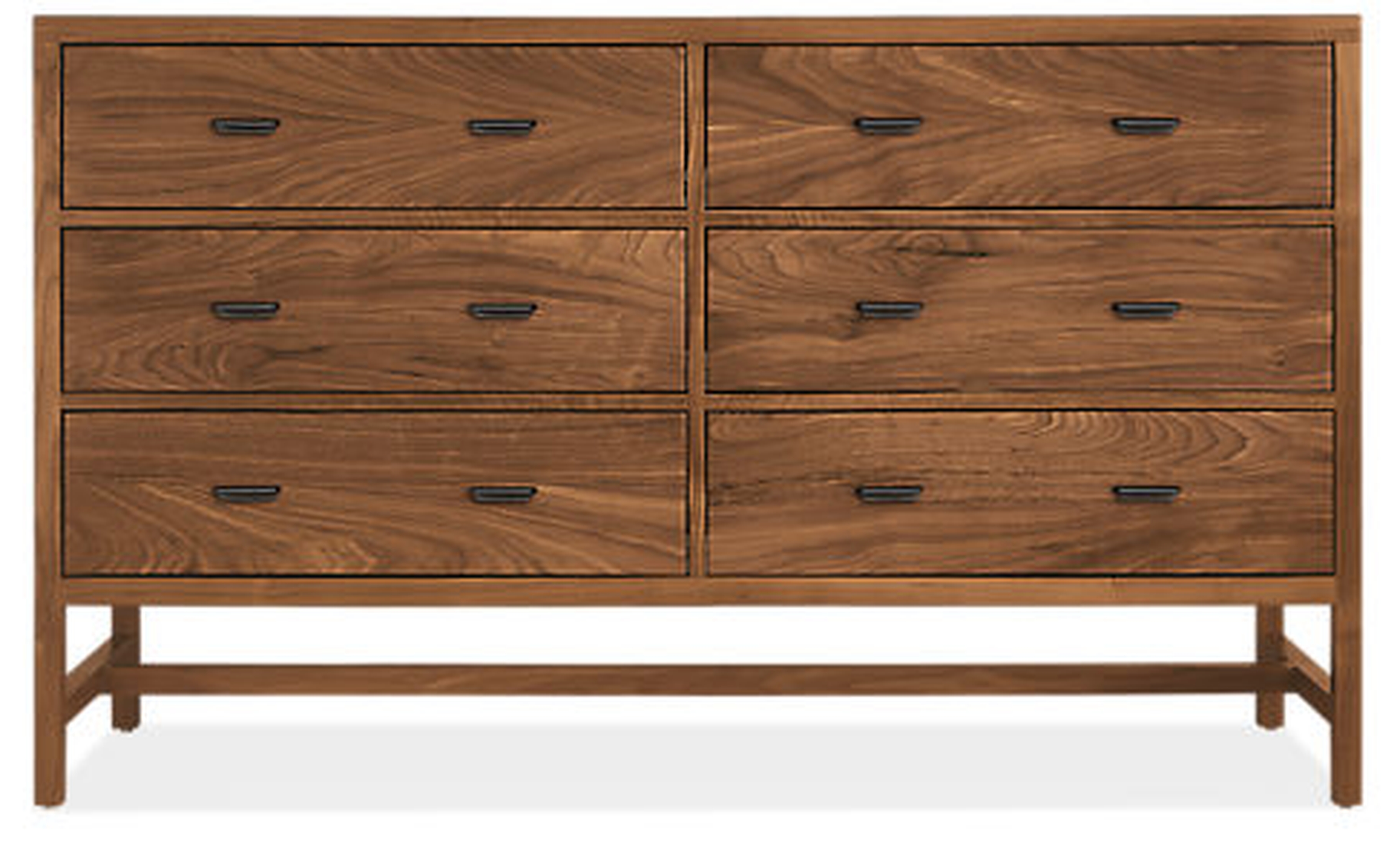 Berkeley Dresser - 6 Drawer Dresser, Walnut, Natural Steel - Room & Board