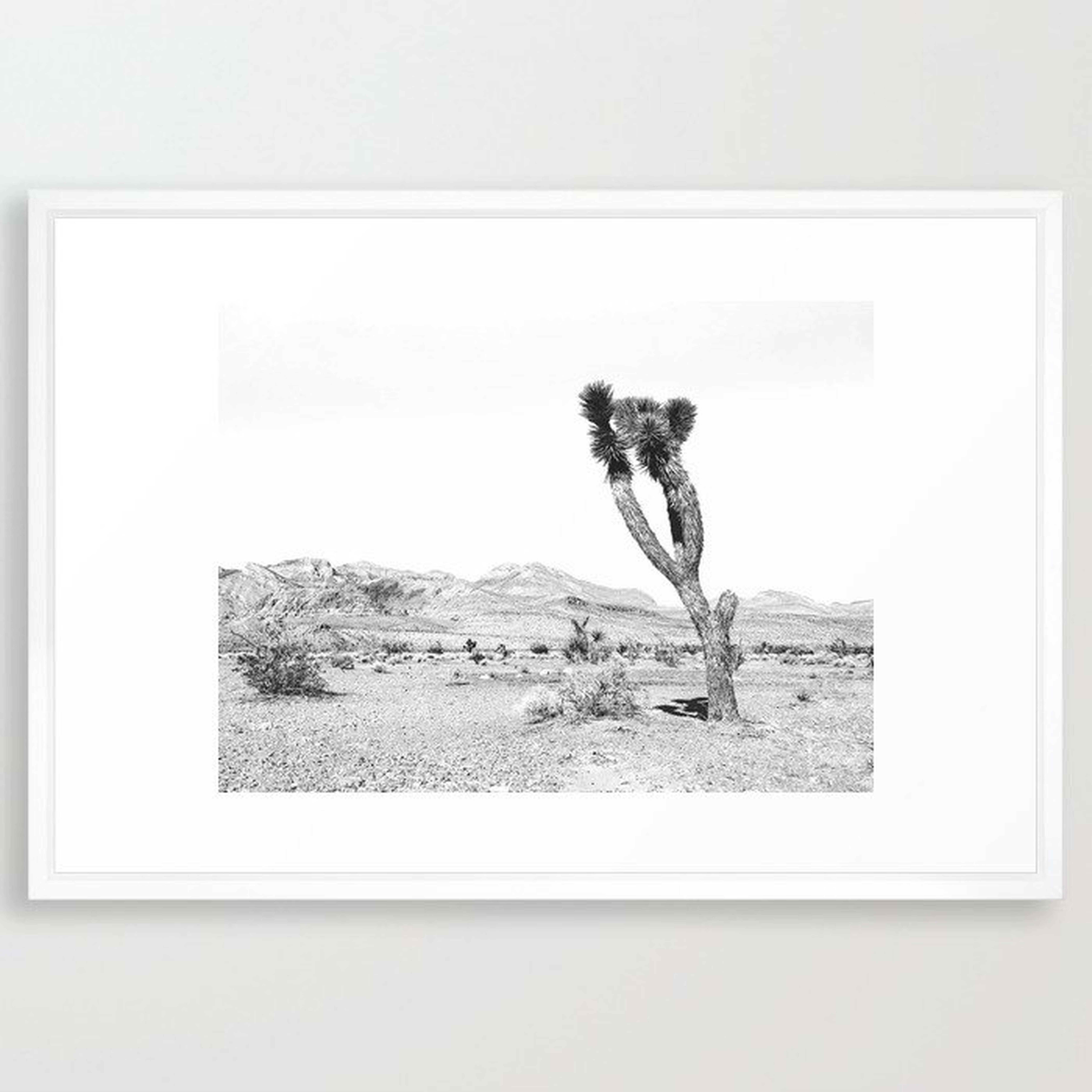 Vintage Desert Scape B&W // Cactus Nature Summer Sun Landscape Black and White Photography Framed Art Print - Society6