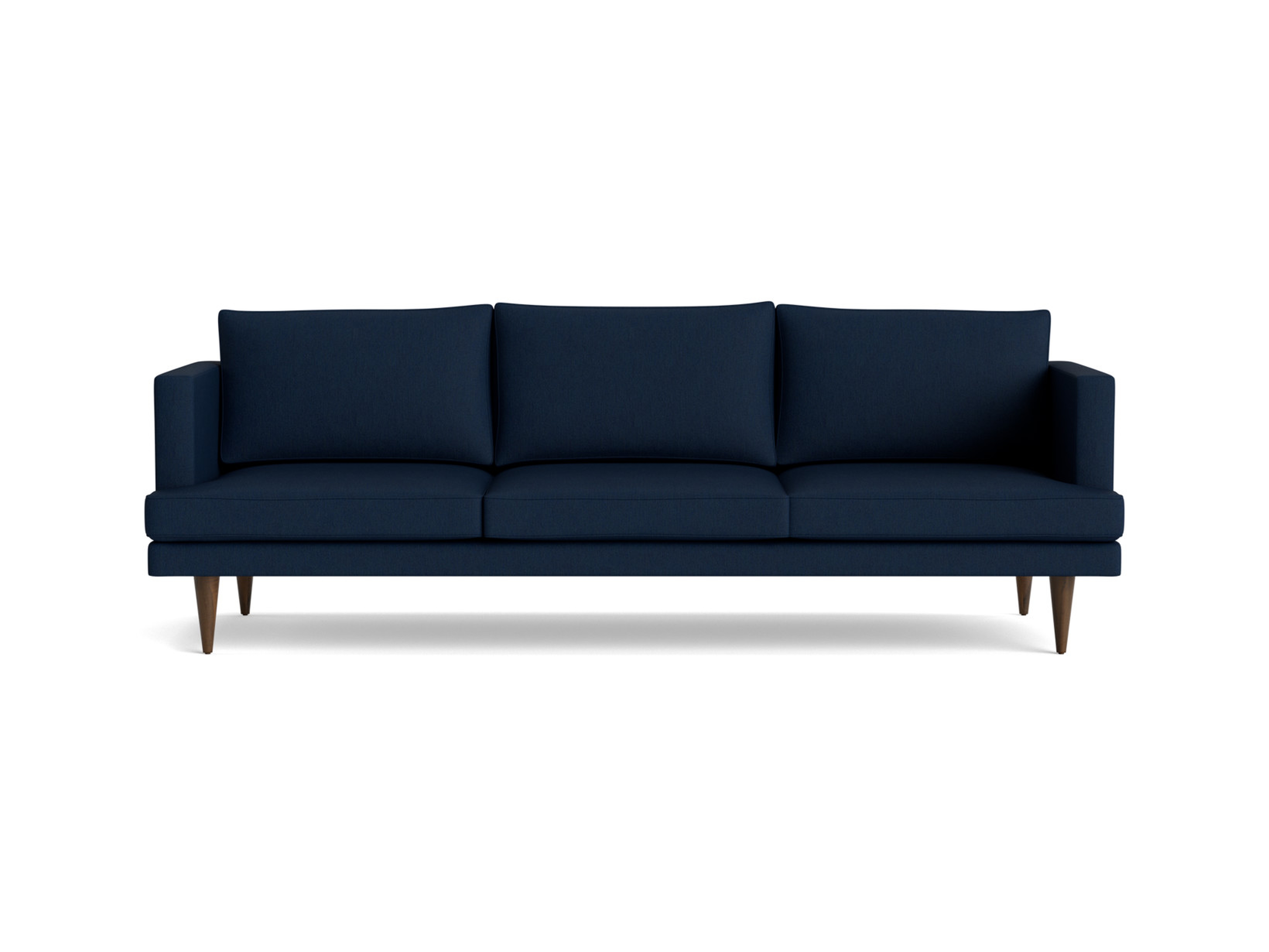 Blue Preston Mid Century Modern Grand Sofa - Sunbrella Premier Indigo - Mocha - Joybird
