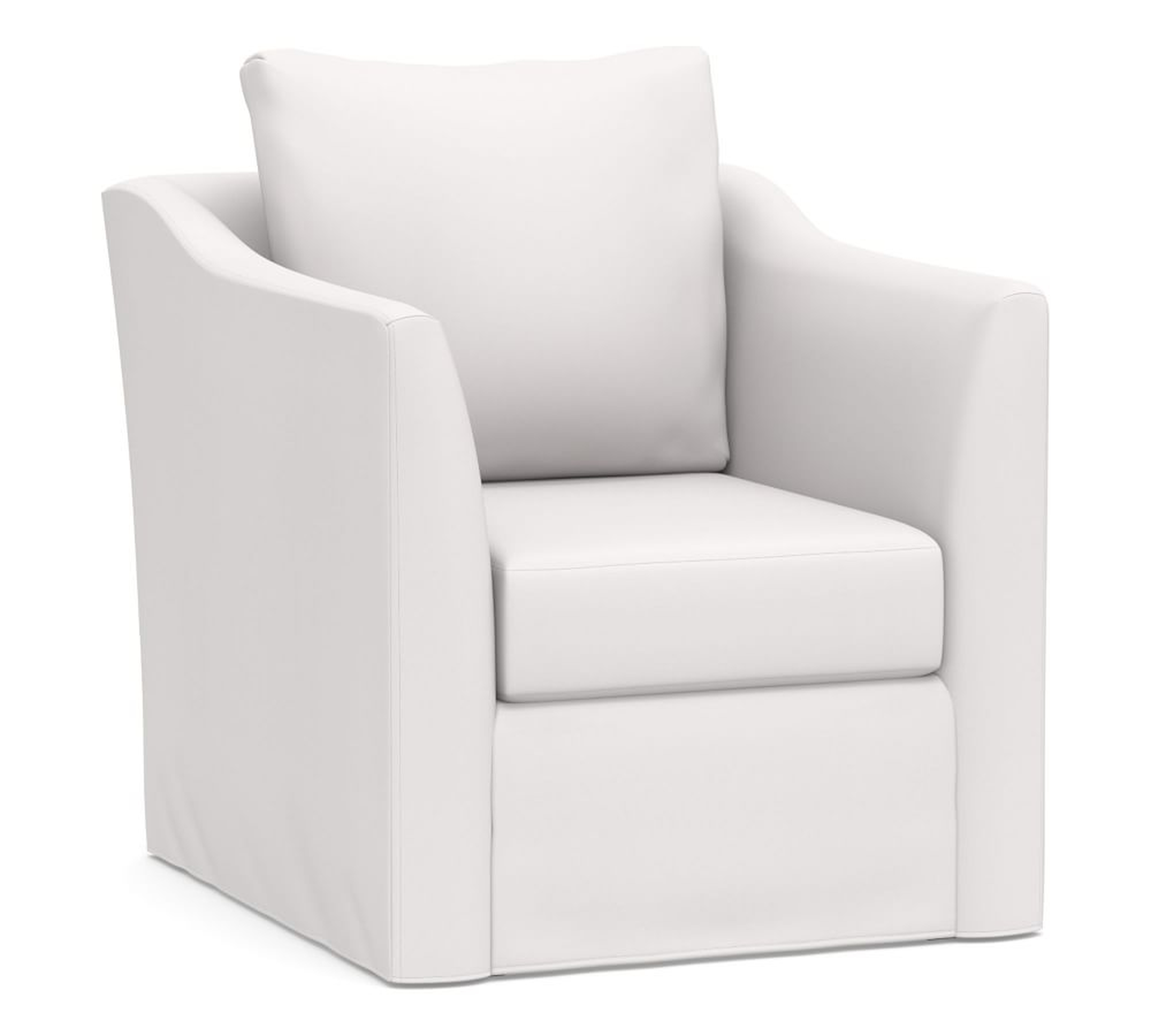 Celeste Slipcovered Armchair, Polyester Wrapped Cushions, Twill White - Pottery Barn