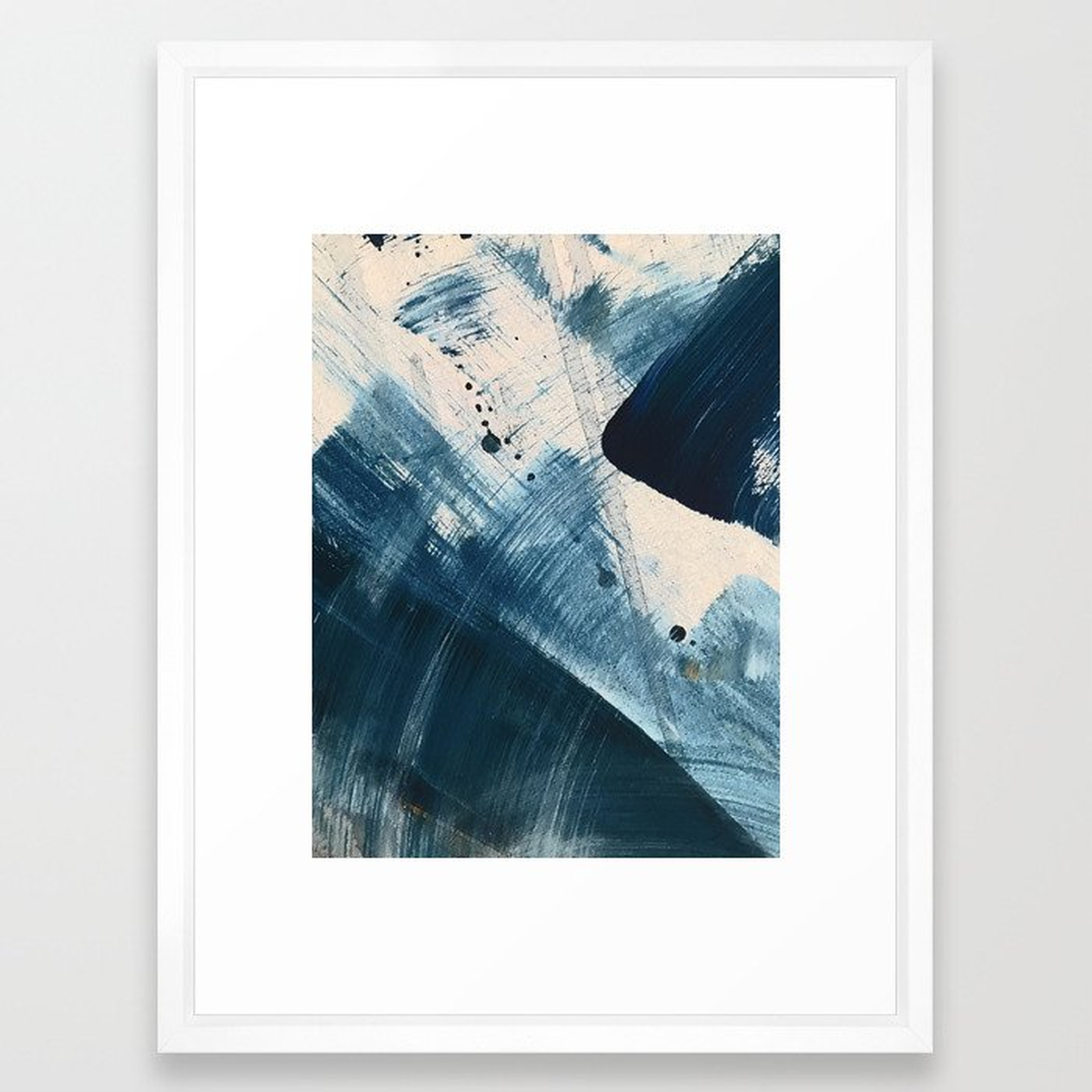 Against the Current [2]: A bold, minimal abstract acrylic piece in blue, white and gold Framed Art Print - Society6