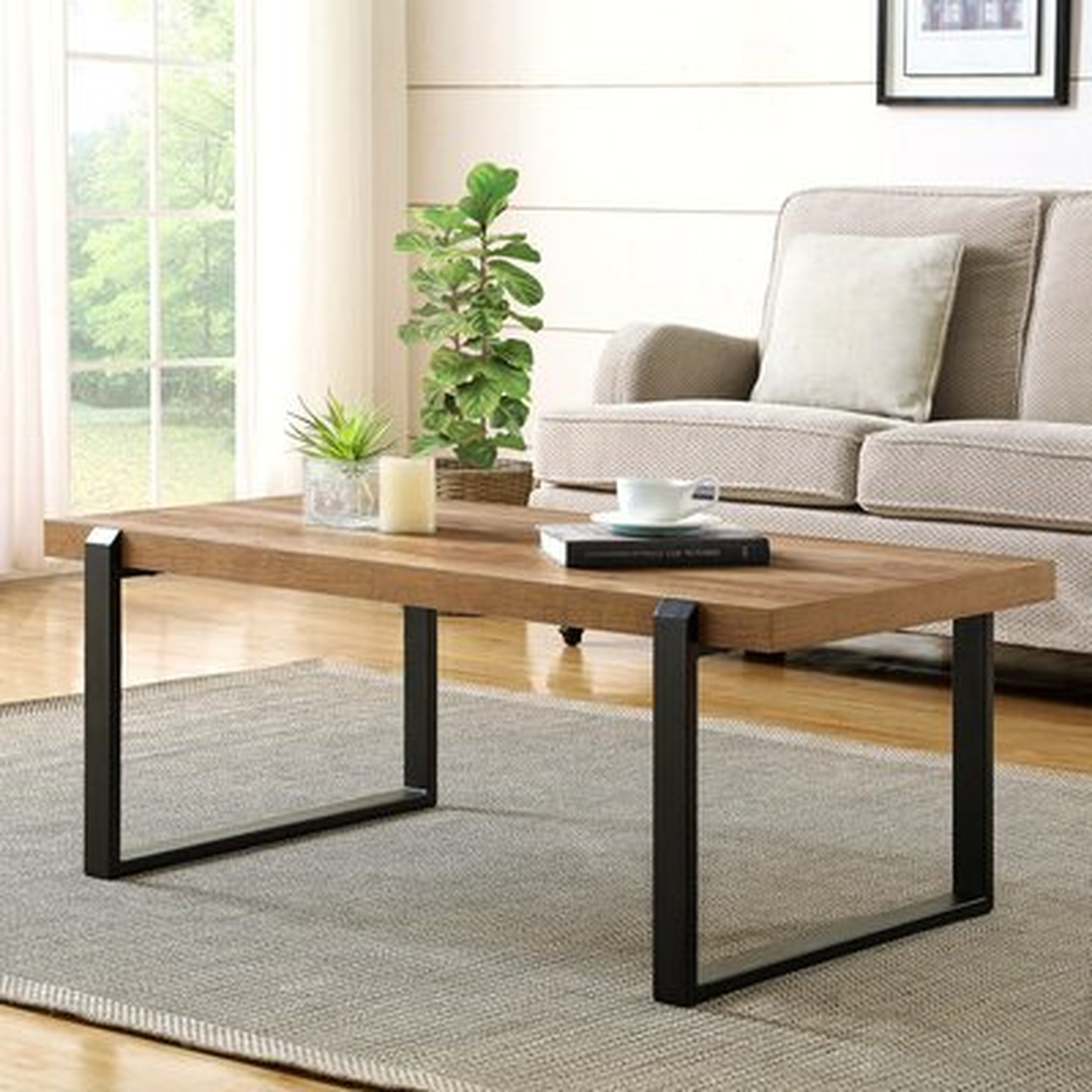 Rustic Coffee Table,Wood And Metal Industrial Cocktail Table For Living Room - Wayfair