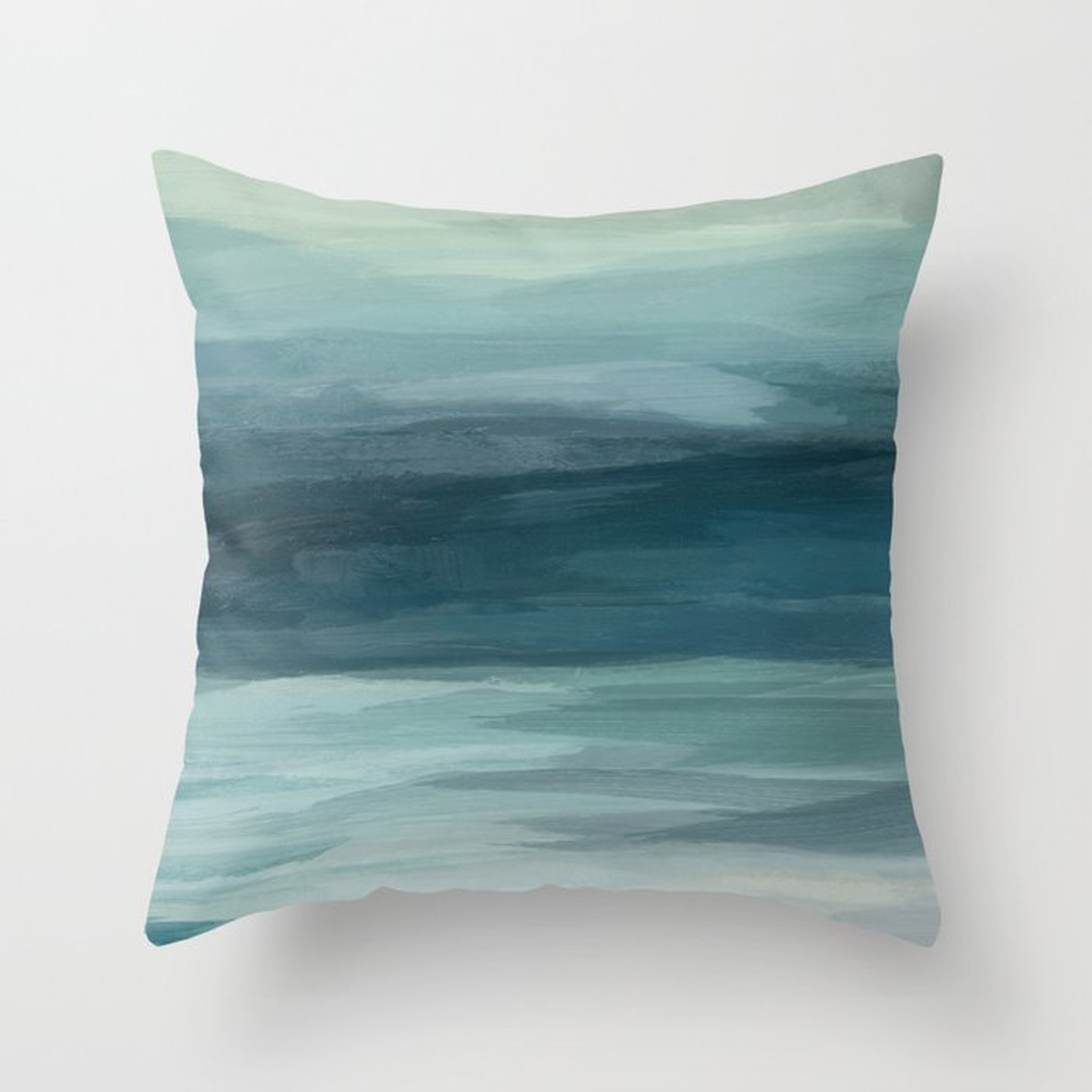 Seafoam Green Mint Navy Blue Abstract Ocean Art Painting Throw Pillow - Society6