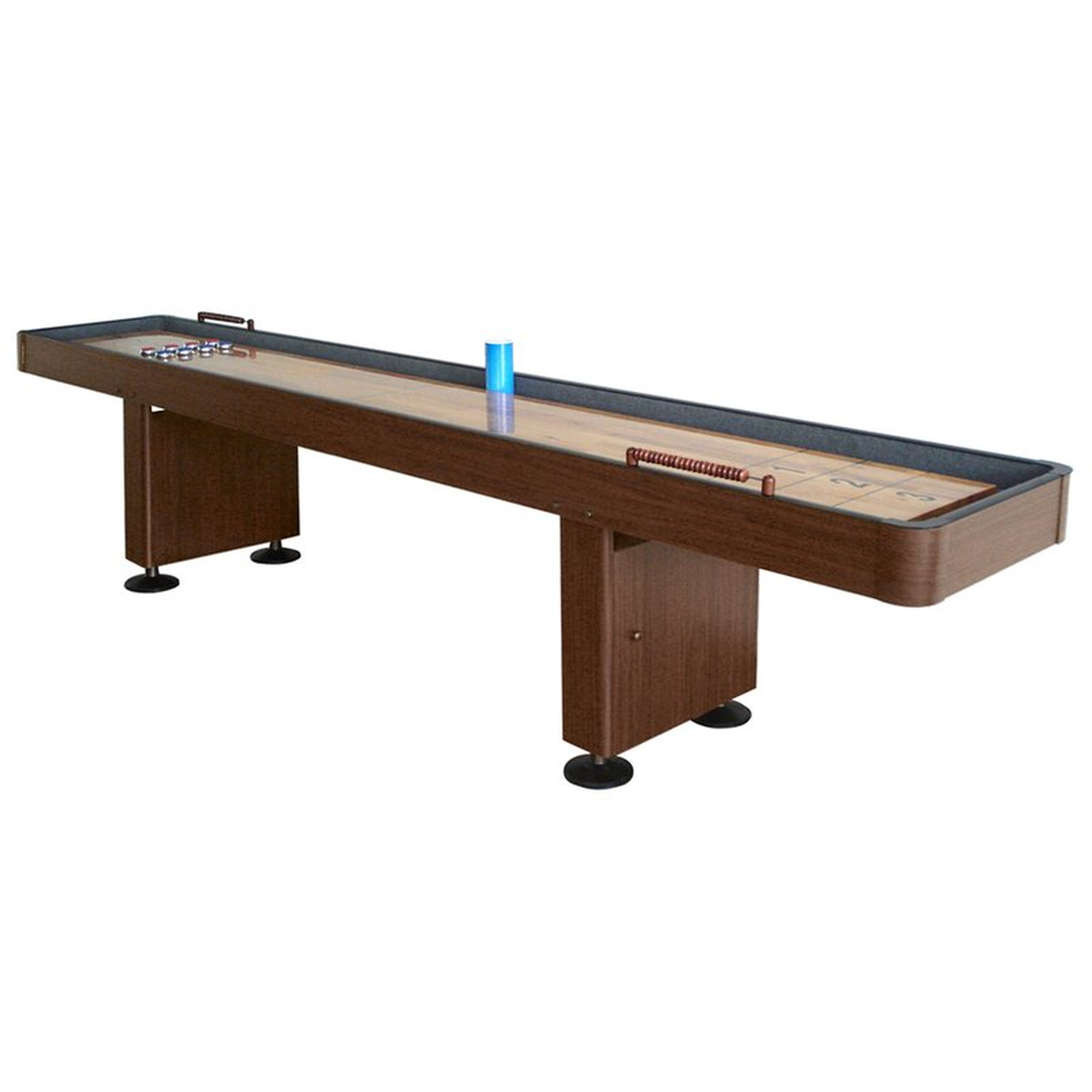Challenger 12 ft. Shuffleboard Table w Walnut Finish, Hardwood Playfield, Storage Cabinets - Wayfair