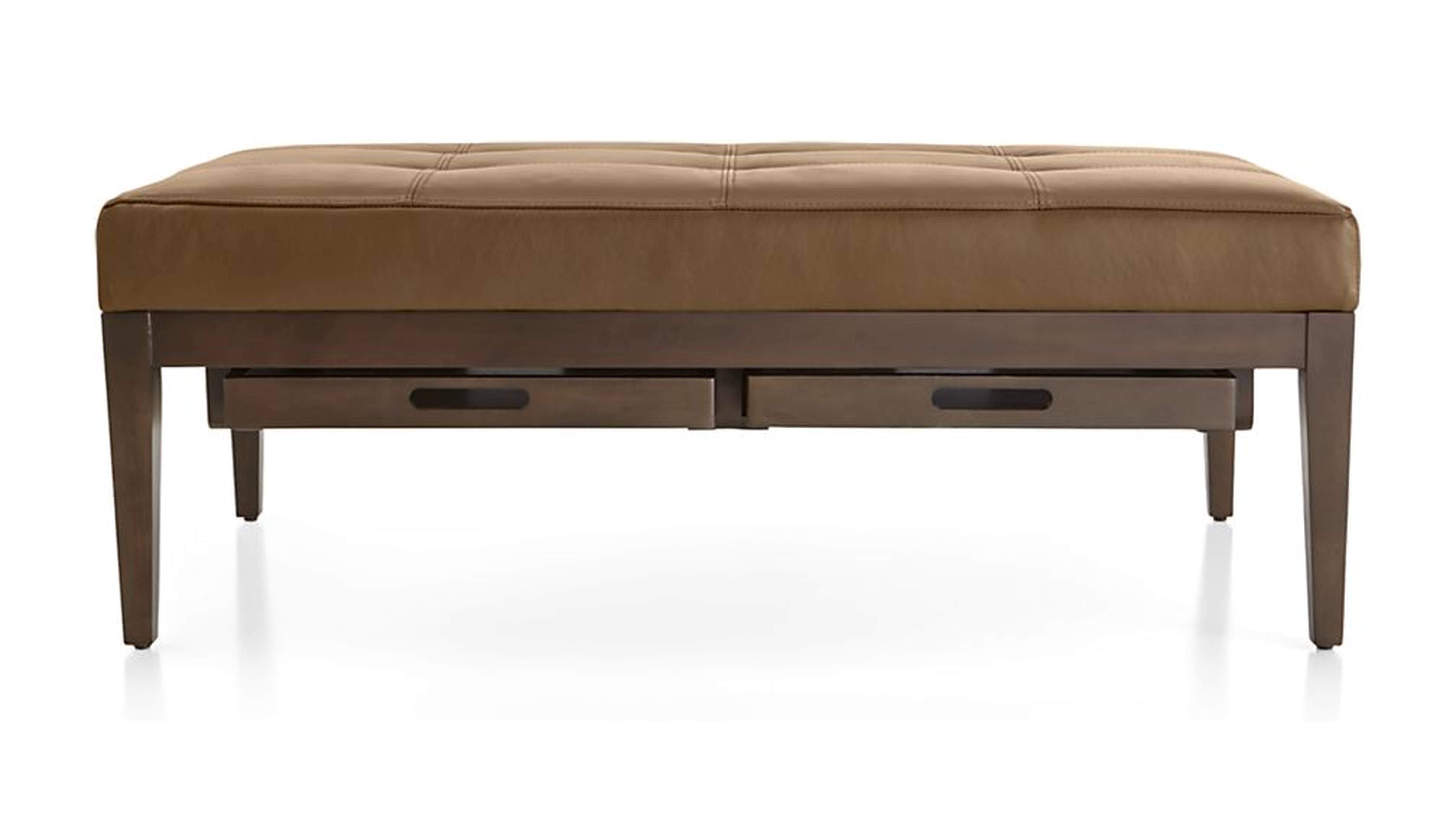 Nash Leather Tufted Rectangular Ottoman with Tray - Crate and Barrel