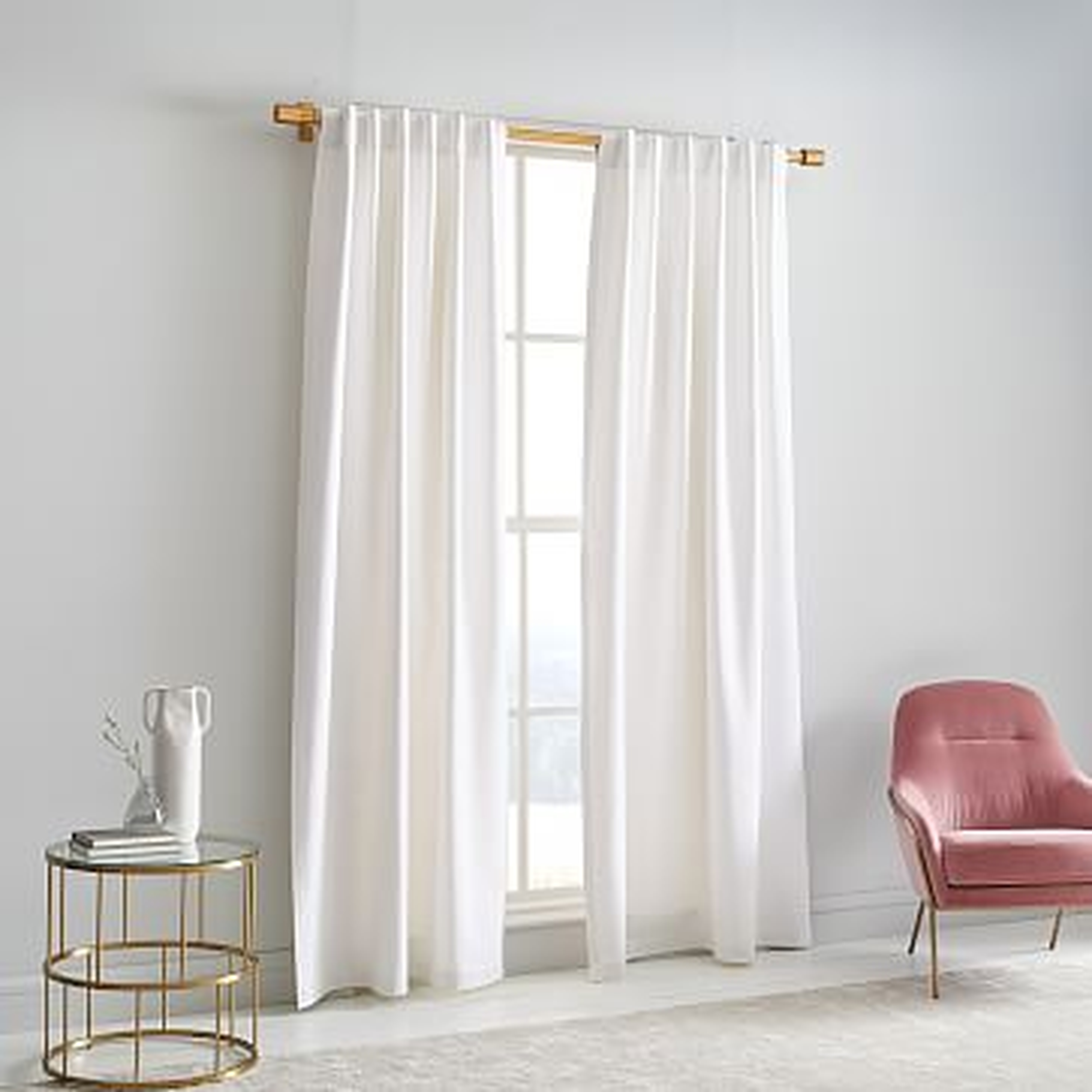 Washed Cotton Canvas Curtain, Set of 2, 48"x96", White - West Elm