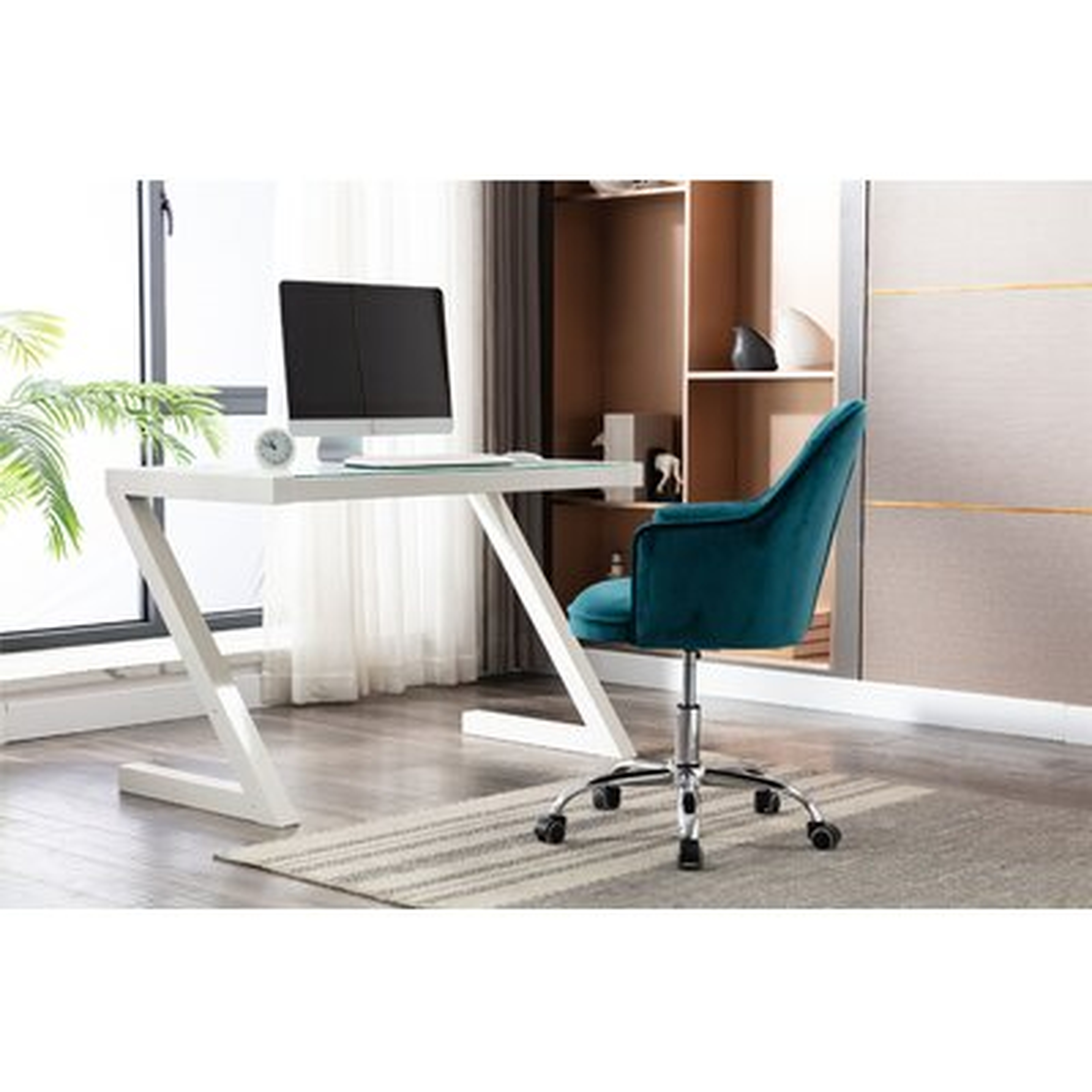 , Swivel Casters Home Office Chair Computer Ergonomic Velvet Task Chair Adjustable Desk Chair With Chromed Base And Swivel Casters - Wayfair