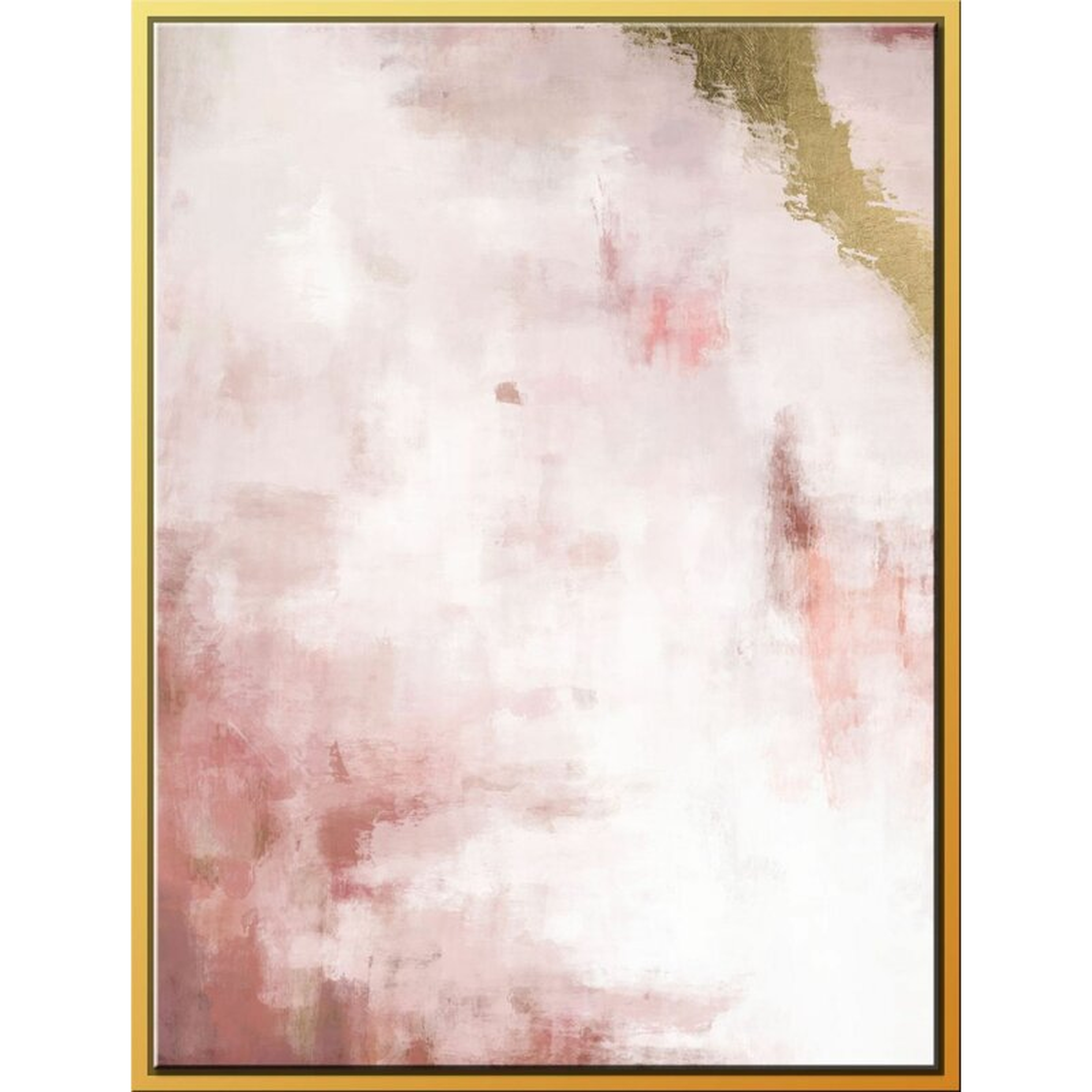 Blush Field, Gold Streak - Floater Frame Print on Canvas - 47.75" x 27.75" - AllModern