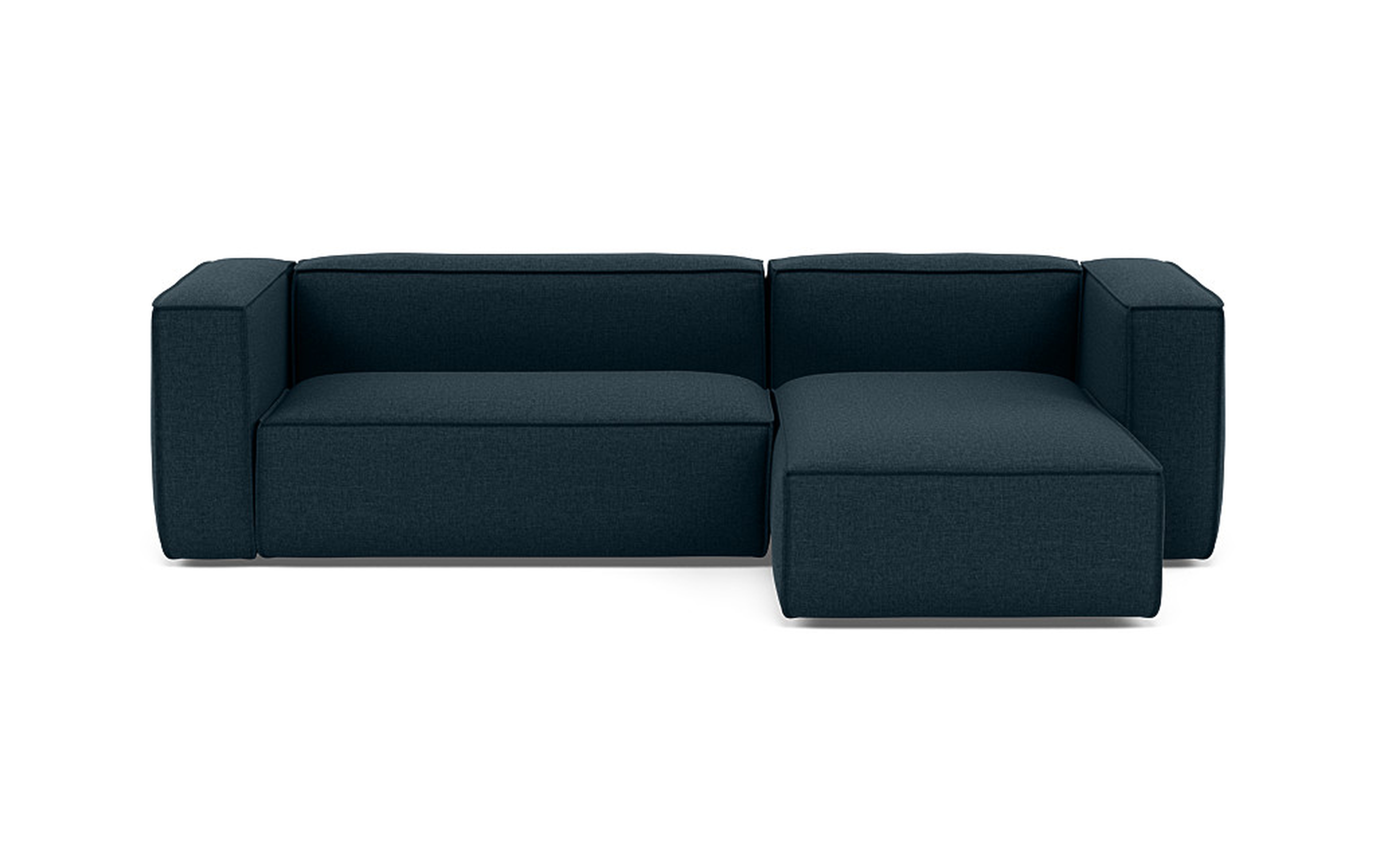 Gray Right Sectional with Blue Union Fabric - Interior Define
