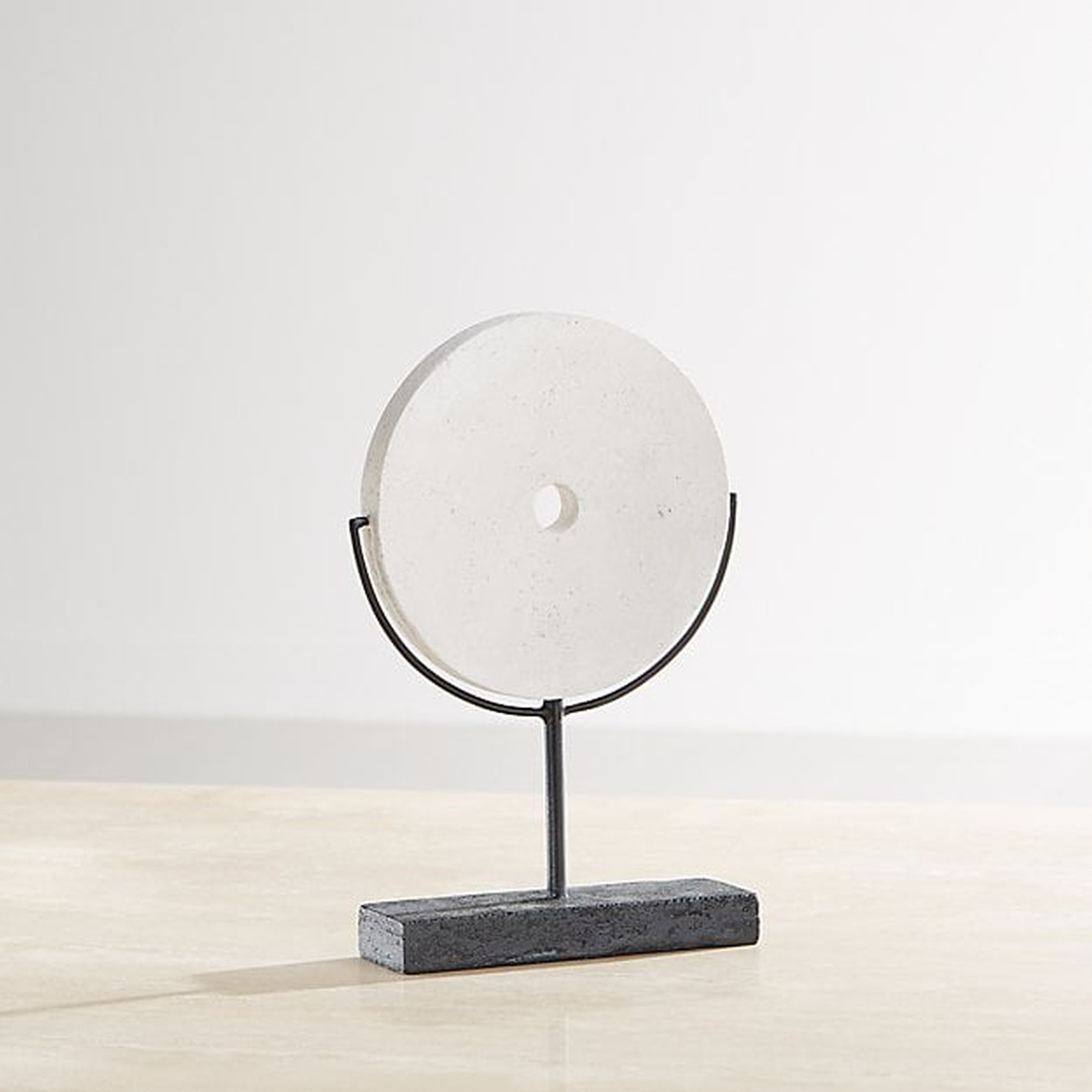White Volcanic Ash Disc Sculpture - Crate and Barrel