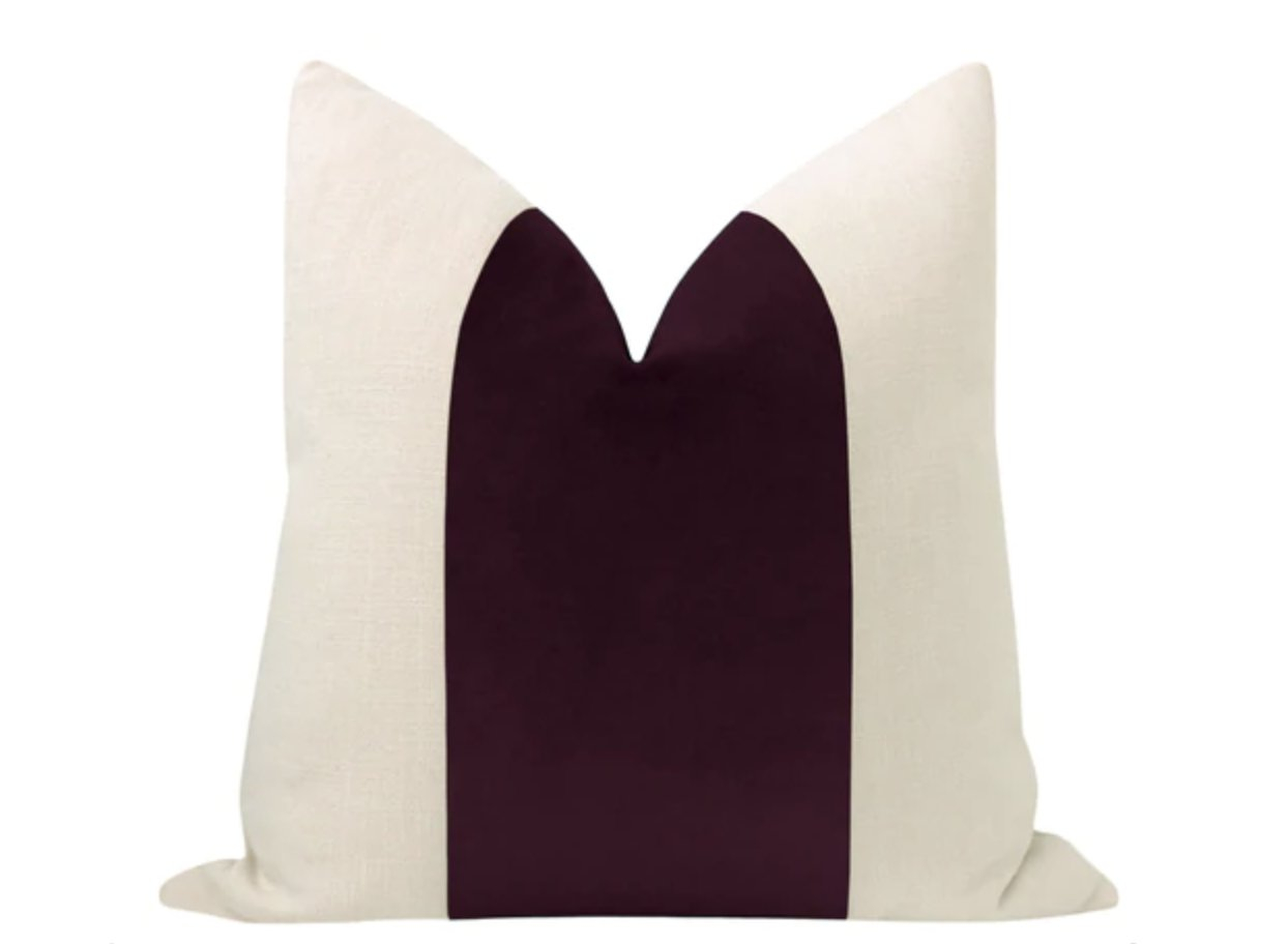 Panel Classic Velvet Pillow Cover, Mulberry, 18" x 18" - Little Design Company
