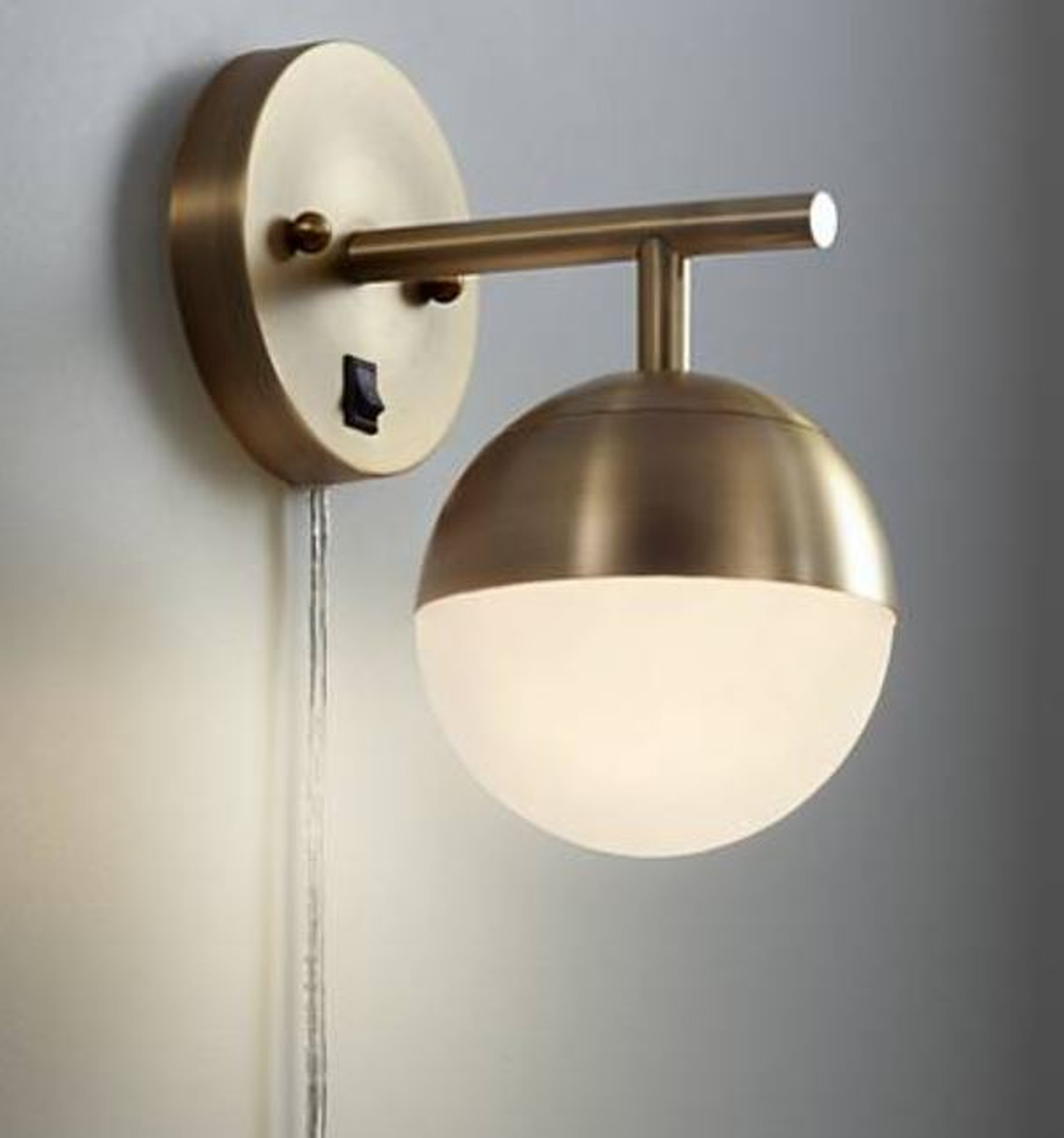 Luna Antique Brass Globe Pin-Up Wall Lamp - Lamps Plus