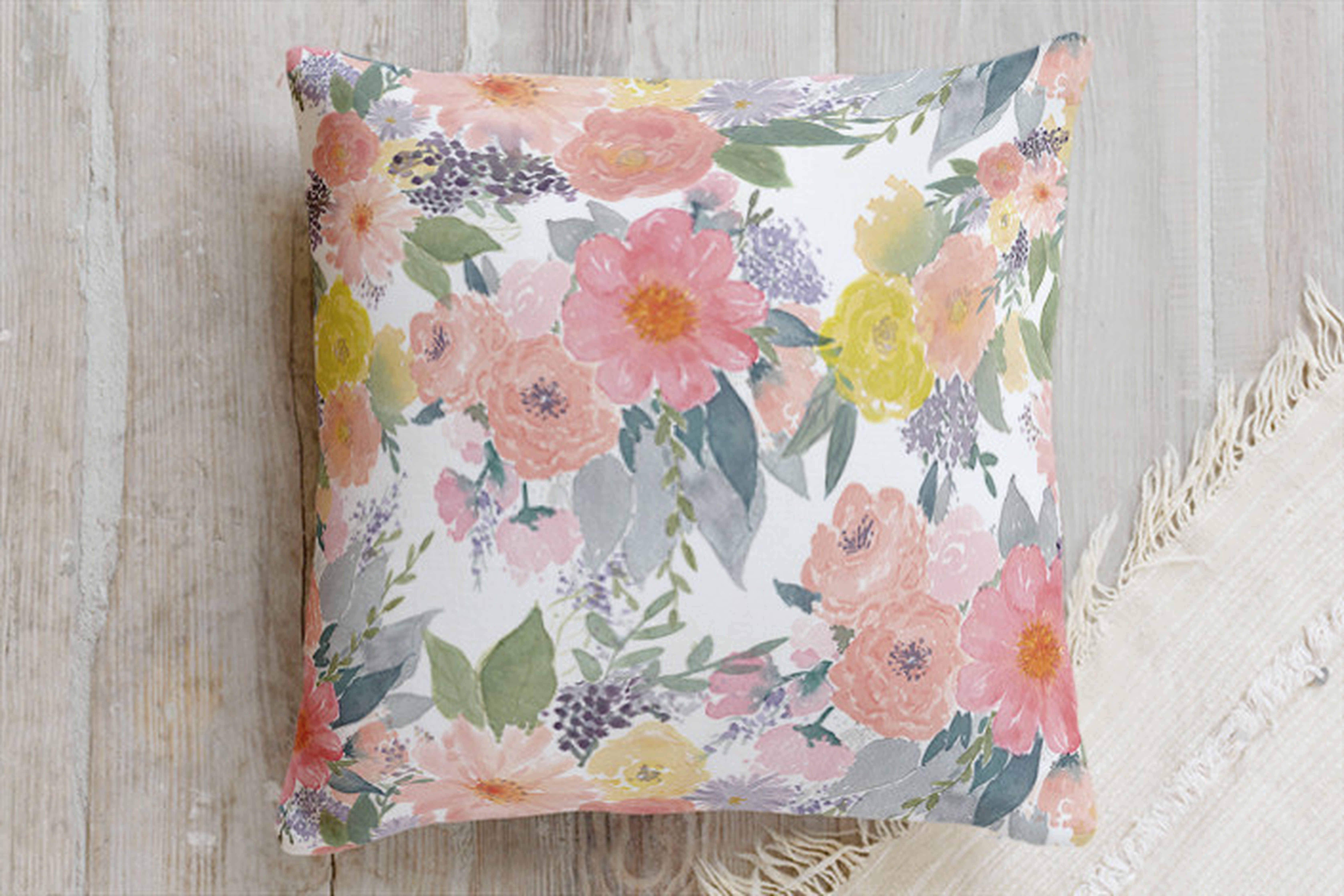bold watercolor floral pillow - Minted
