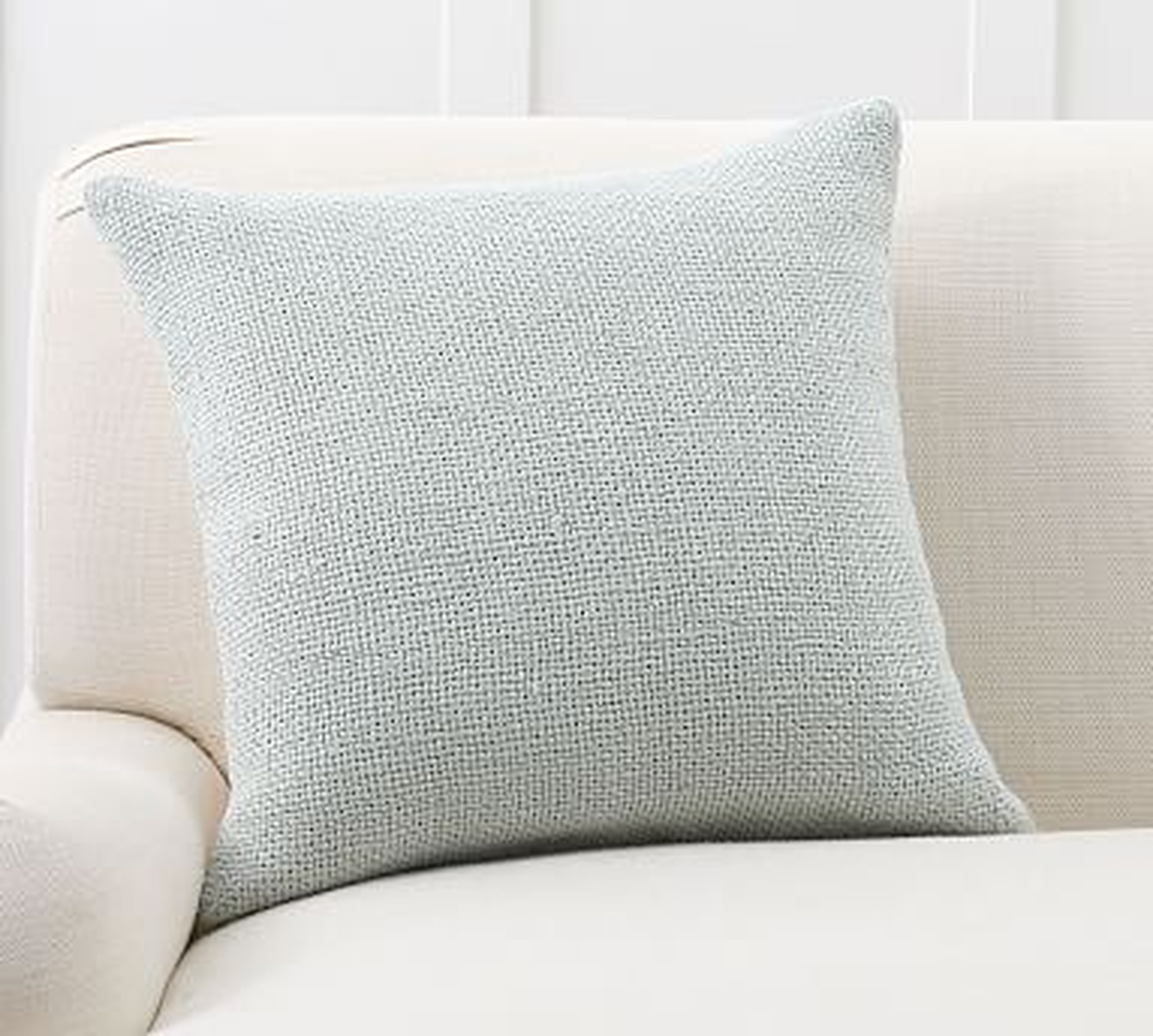 Faye Textured Linen Pillow Cover, 20", Icey Blue - Pottery Barn