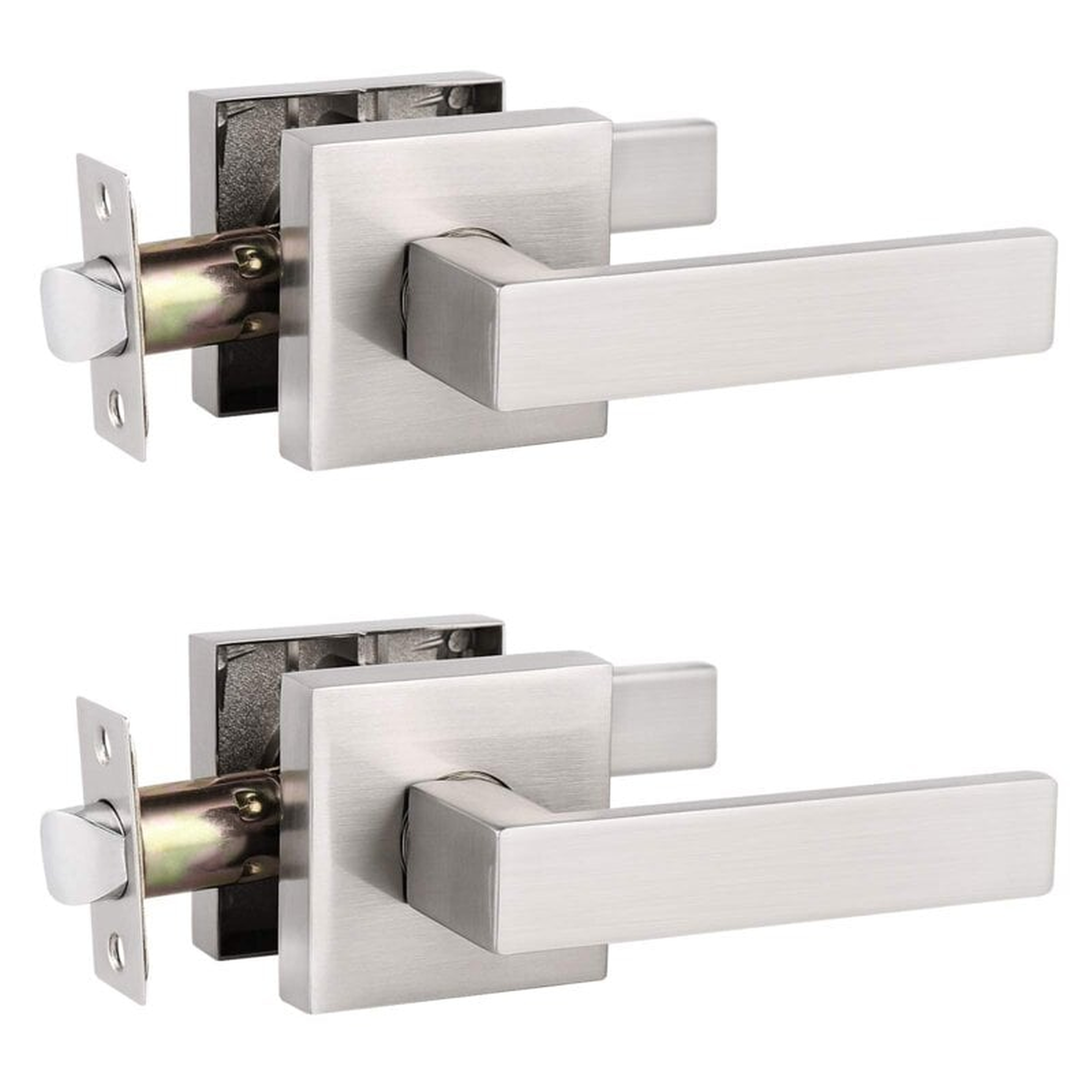 Square Door Lever Door Lock Handle Lockset Keyless Doorknobs Passage Knobs Lockset Interior Hallway Passage Closet In,The Door Handle Is Strong - Wayfair