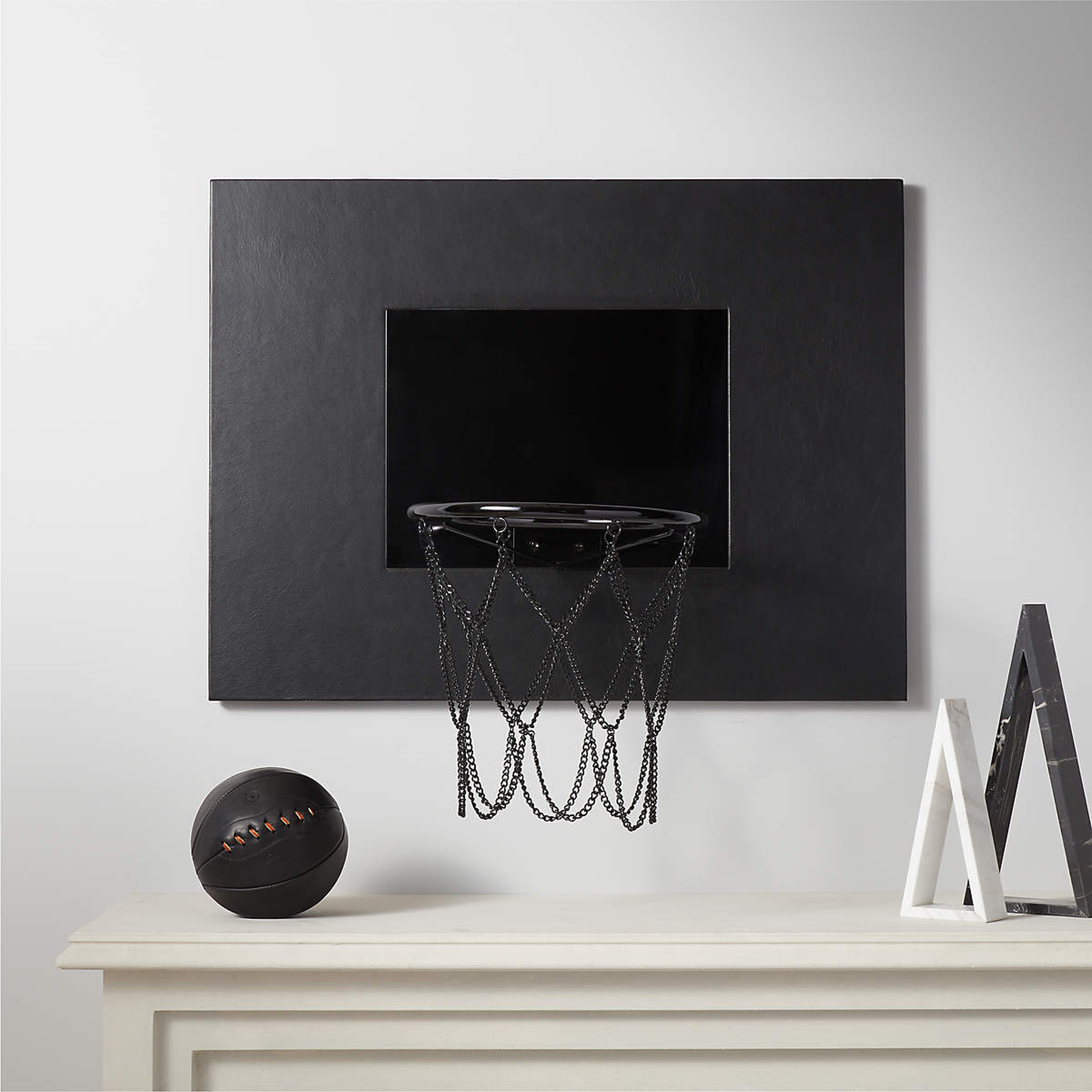 Navy Leather And Copper Basketball Hoop - CB2