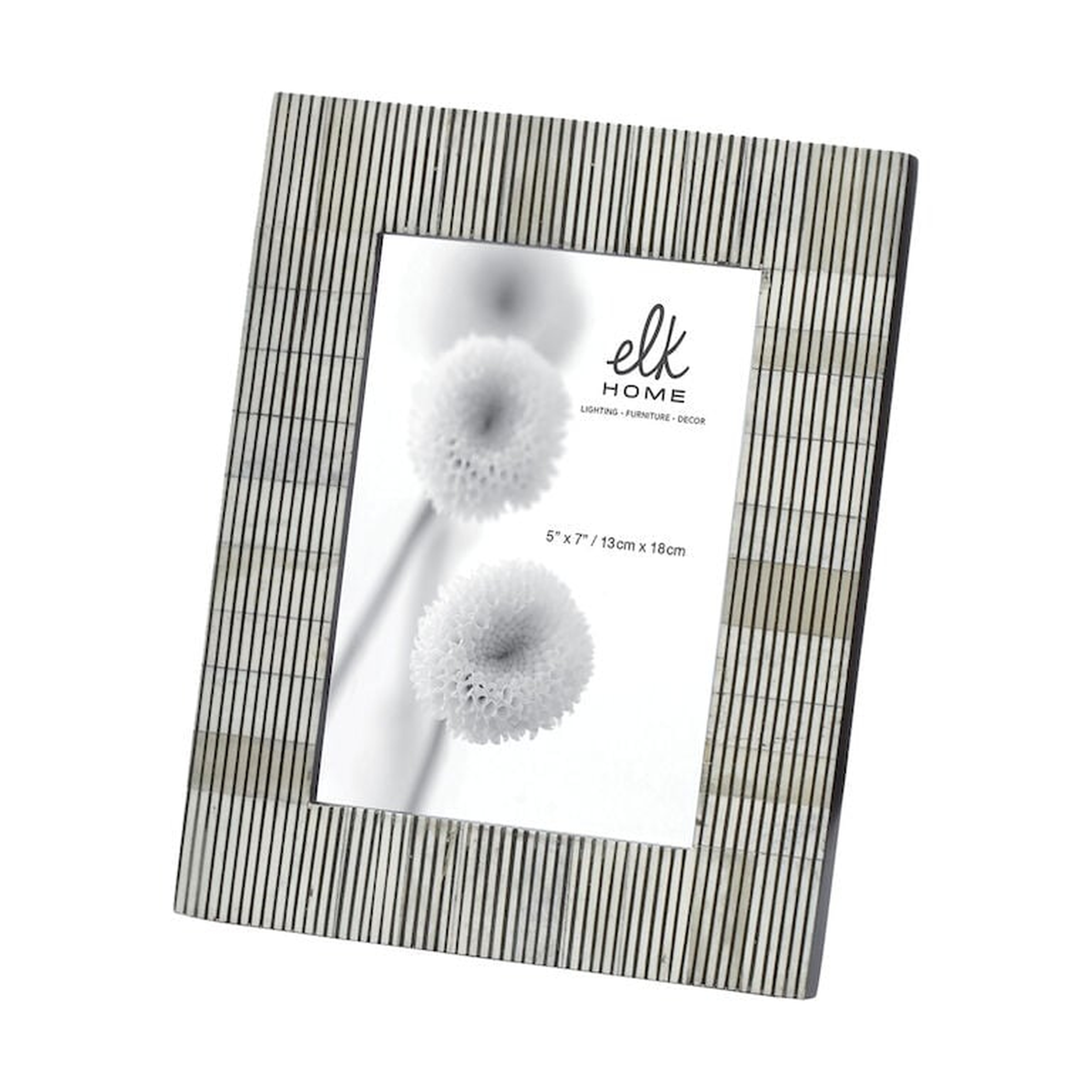 Pin Stripe Bone Frame - 5x7 Gray - Elk Home