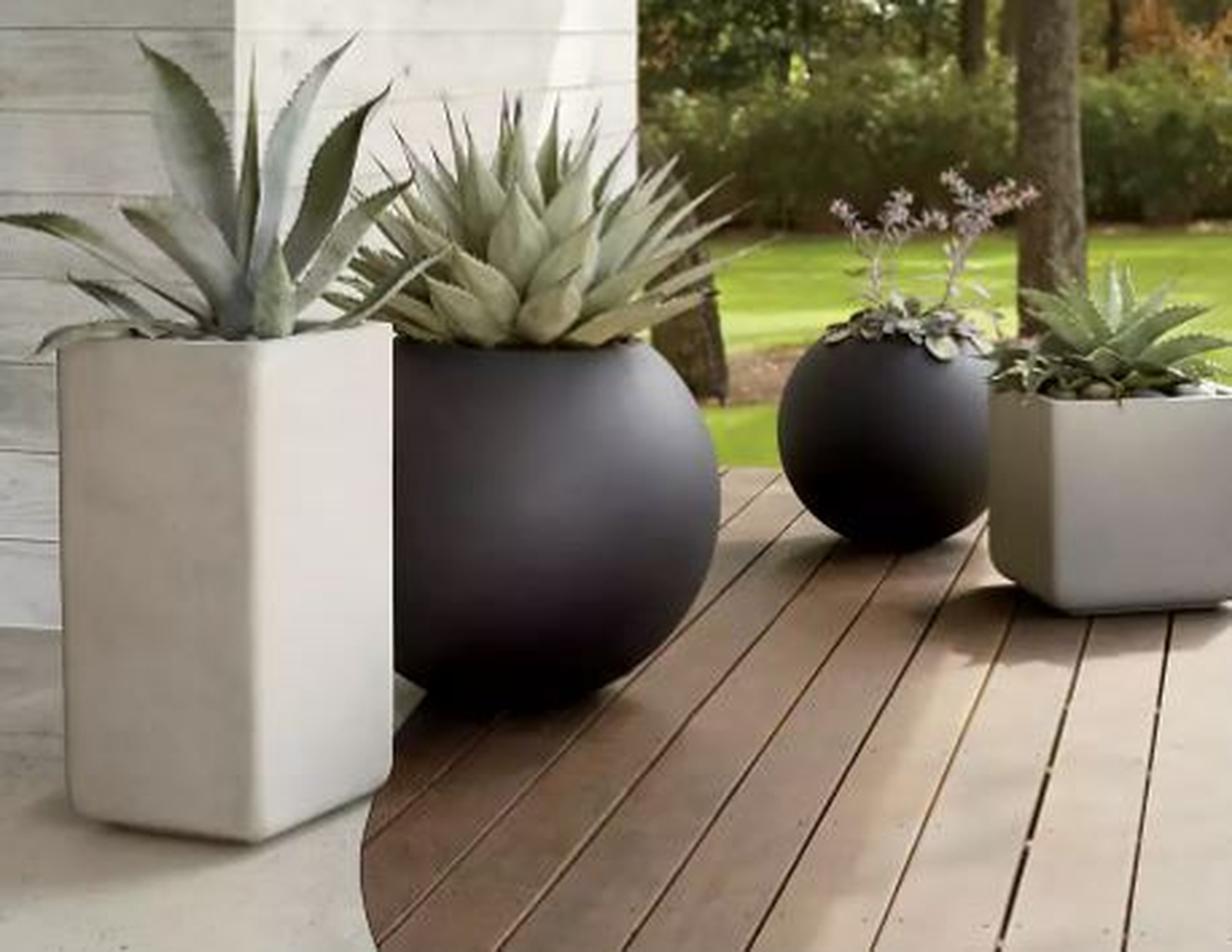 Sphere Dark Gray Indoor/Outdoor Planter - Large - Crate and Barrel