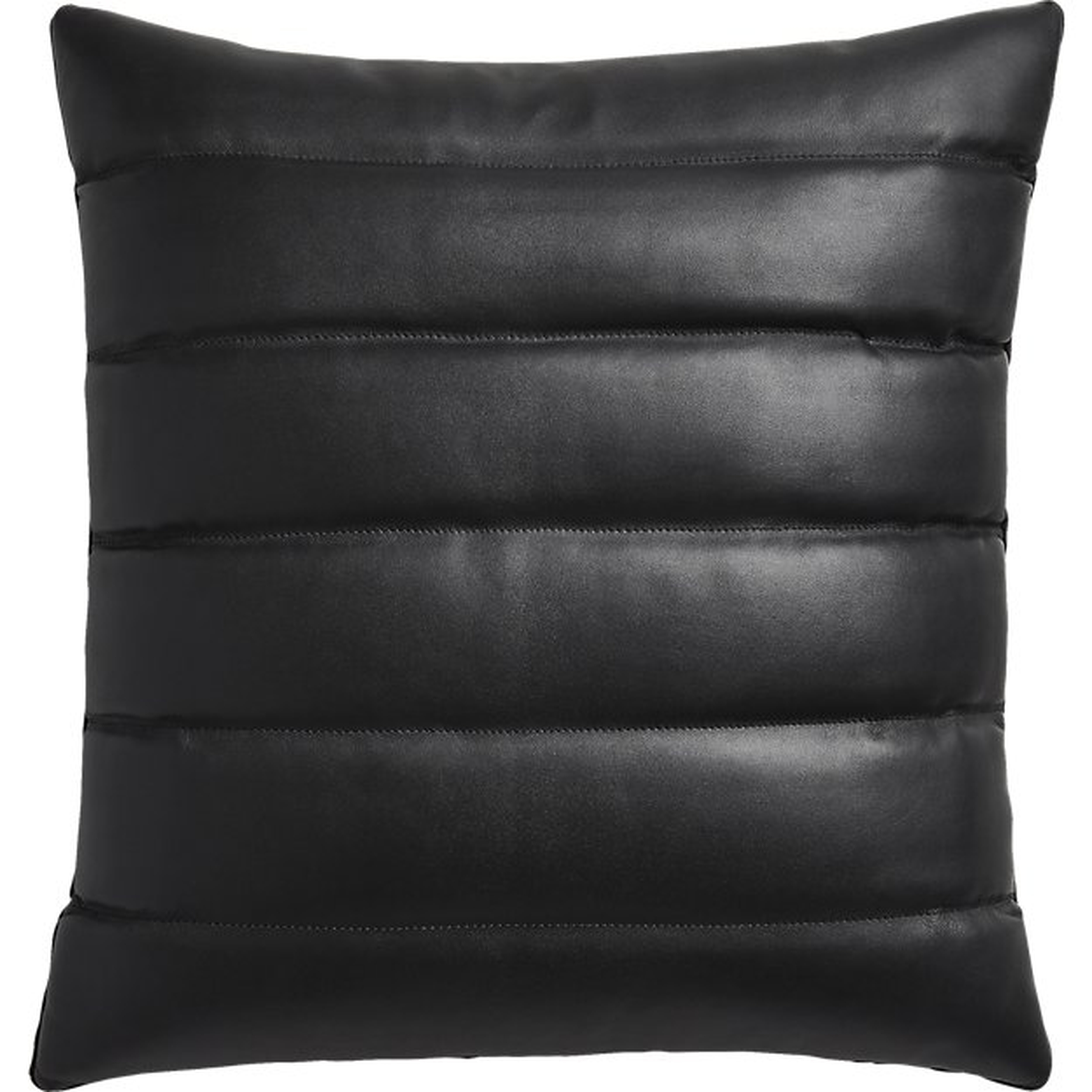 "18"" izzy black leather pillow with down-alternative insert" - CB2