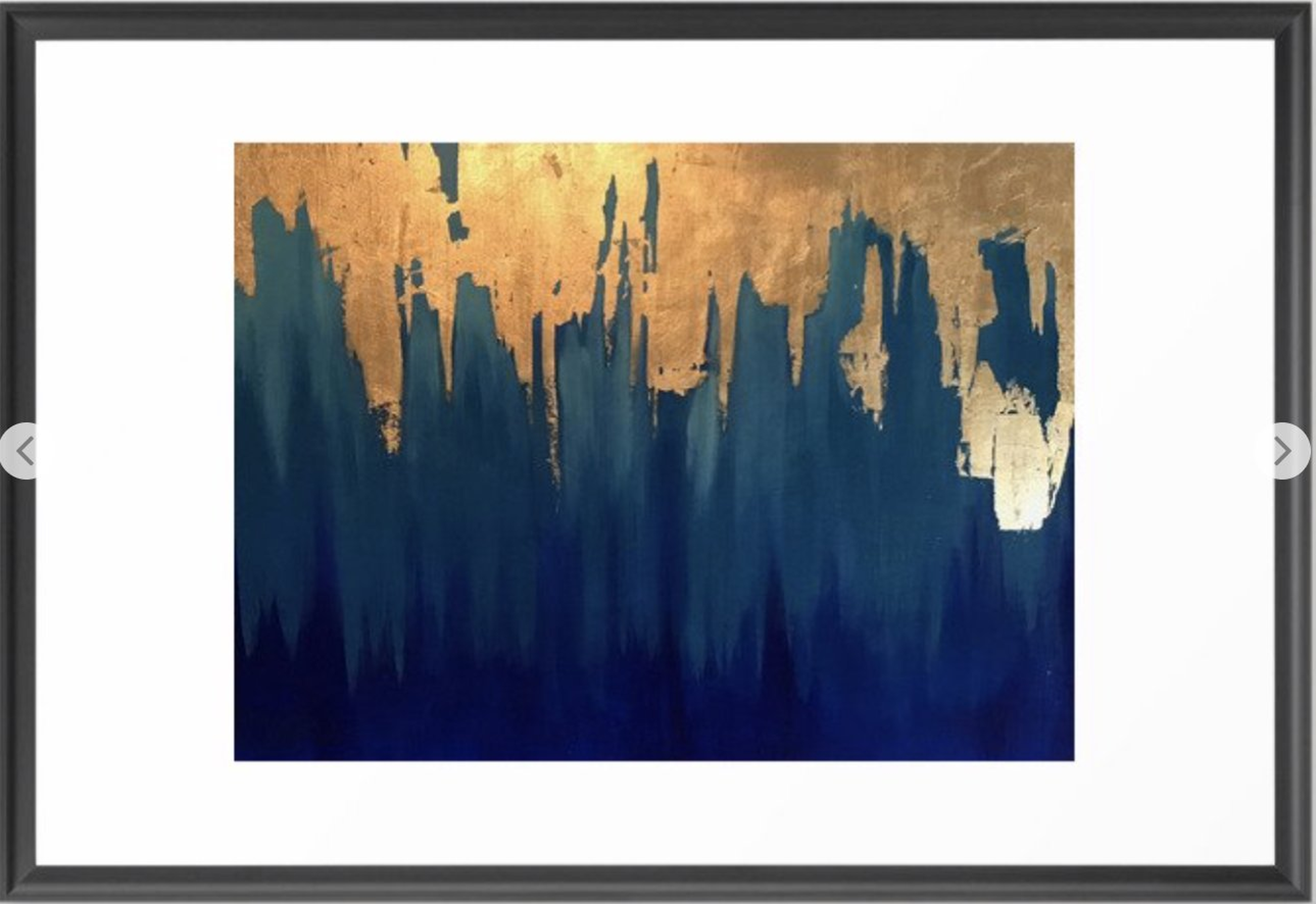 Gold Leaf & Blue Abstract Framed Art Print - Society6