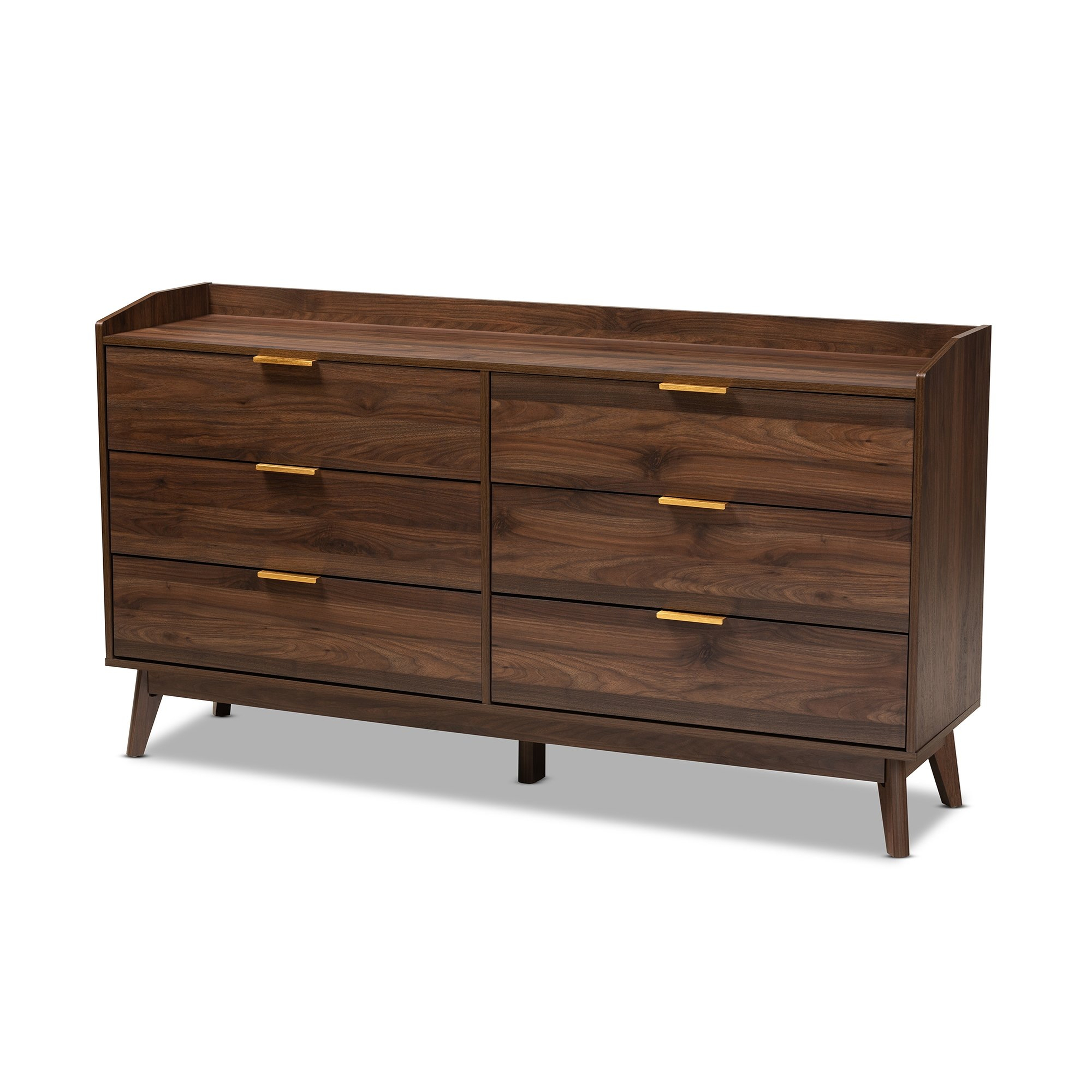 Lena Mid-Century Modern Walnut Brown Finished 6-Drawer Wood Dresser - Lark Interiors