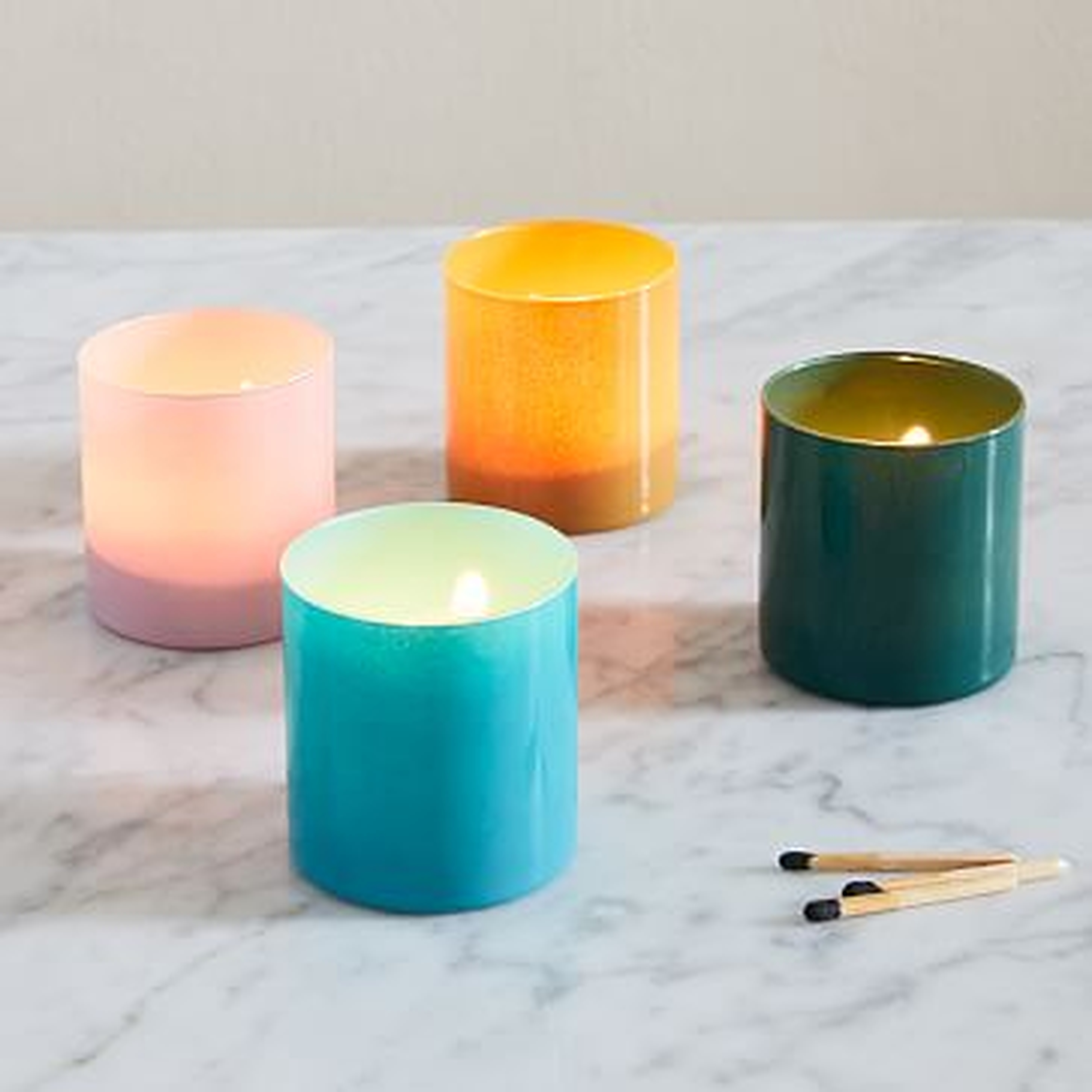 Colored Glass Votives, Small, Multi, Glass, Set of 4 - West Elm