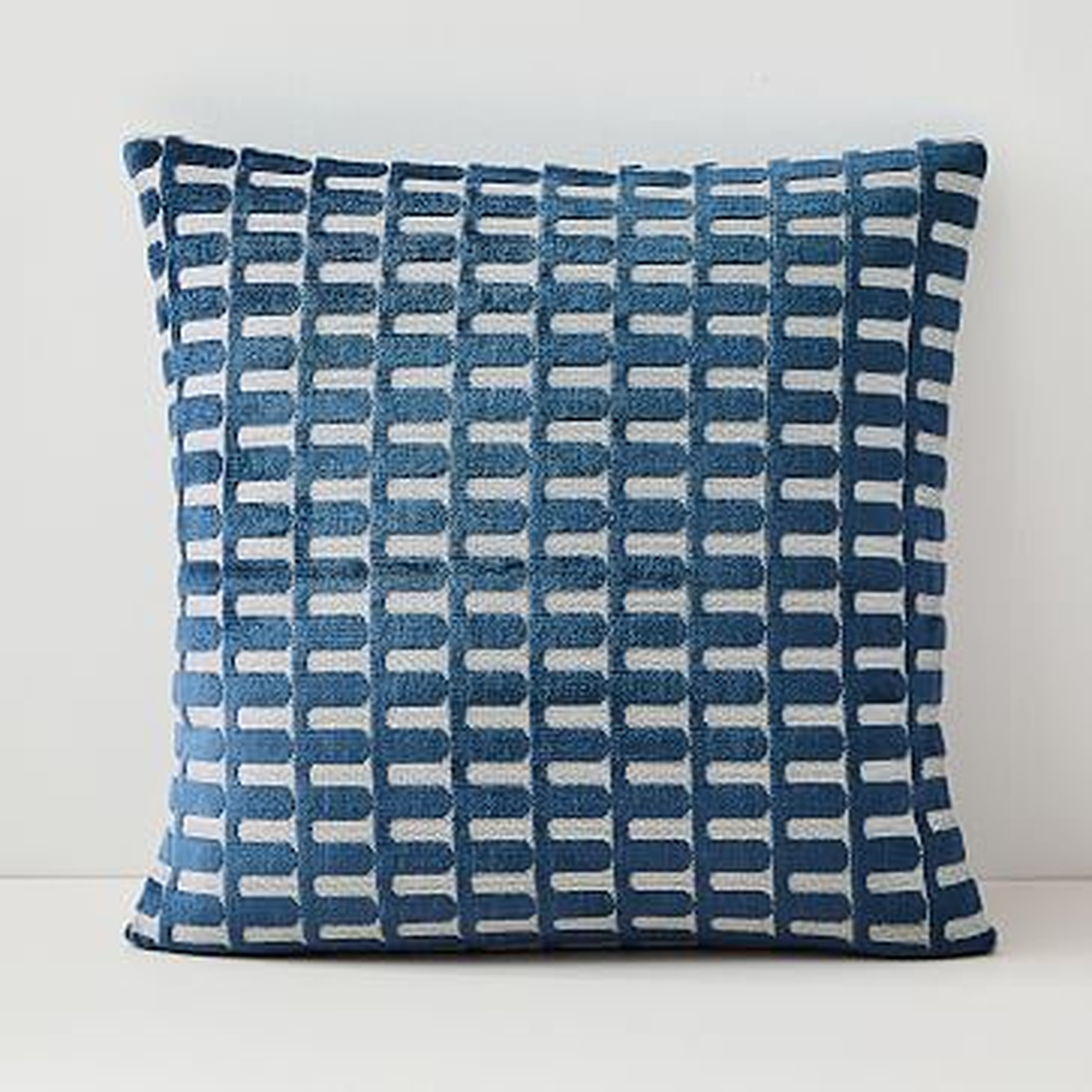 Cut Velvet Archways Pillow Cover, 20"x20", Regal Blue - West Elm