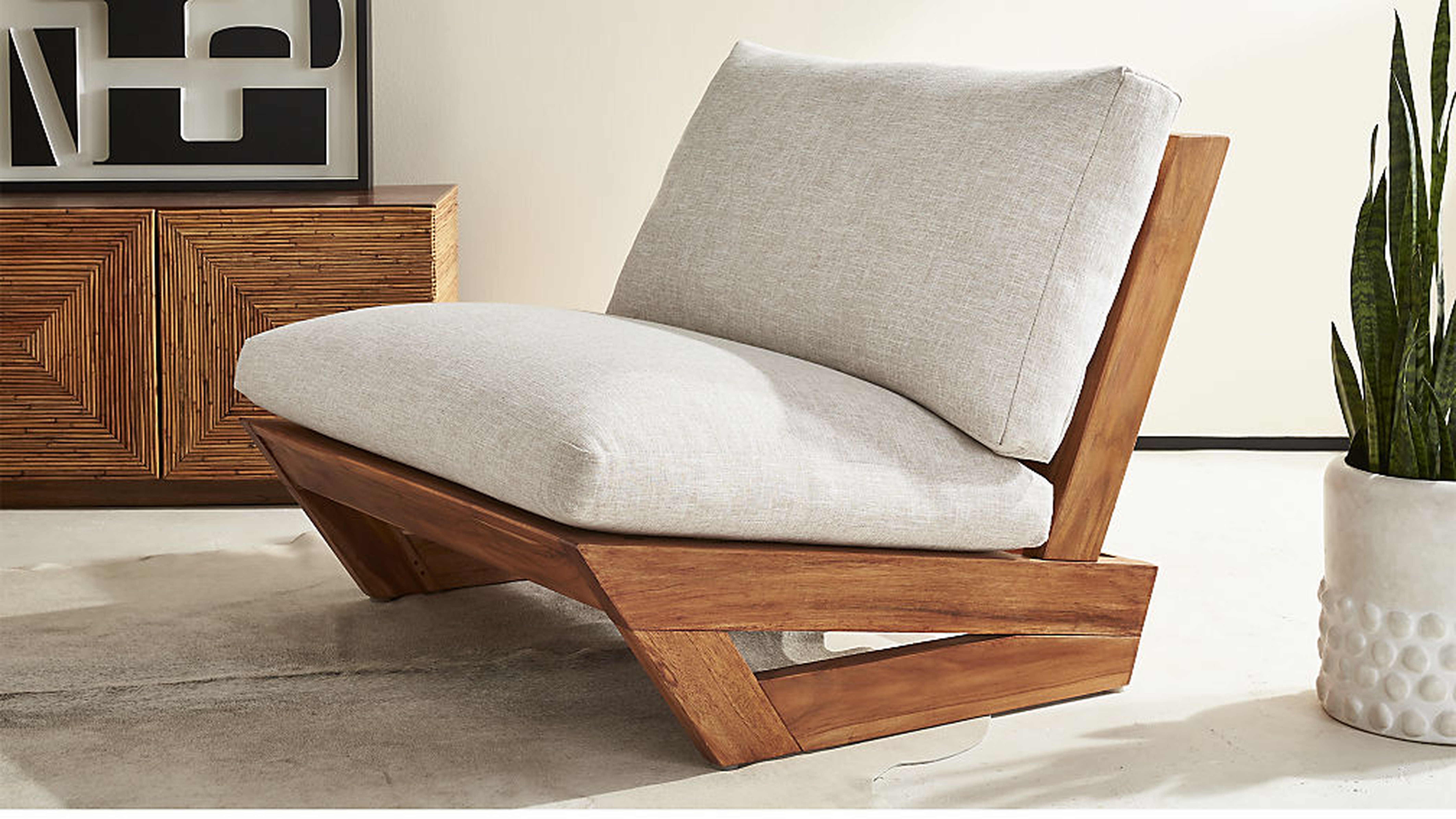 sunset teak lounge chair - CB2