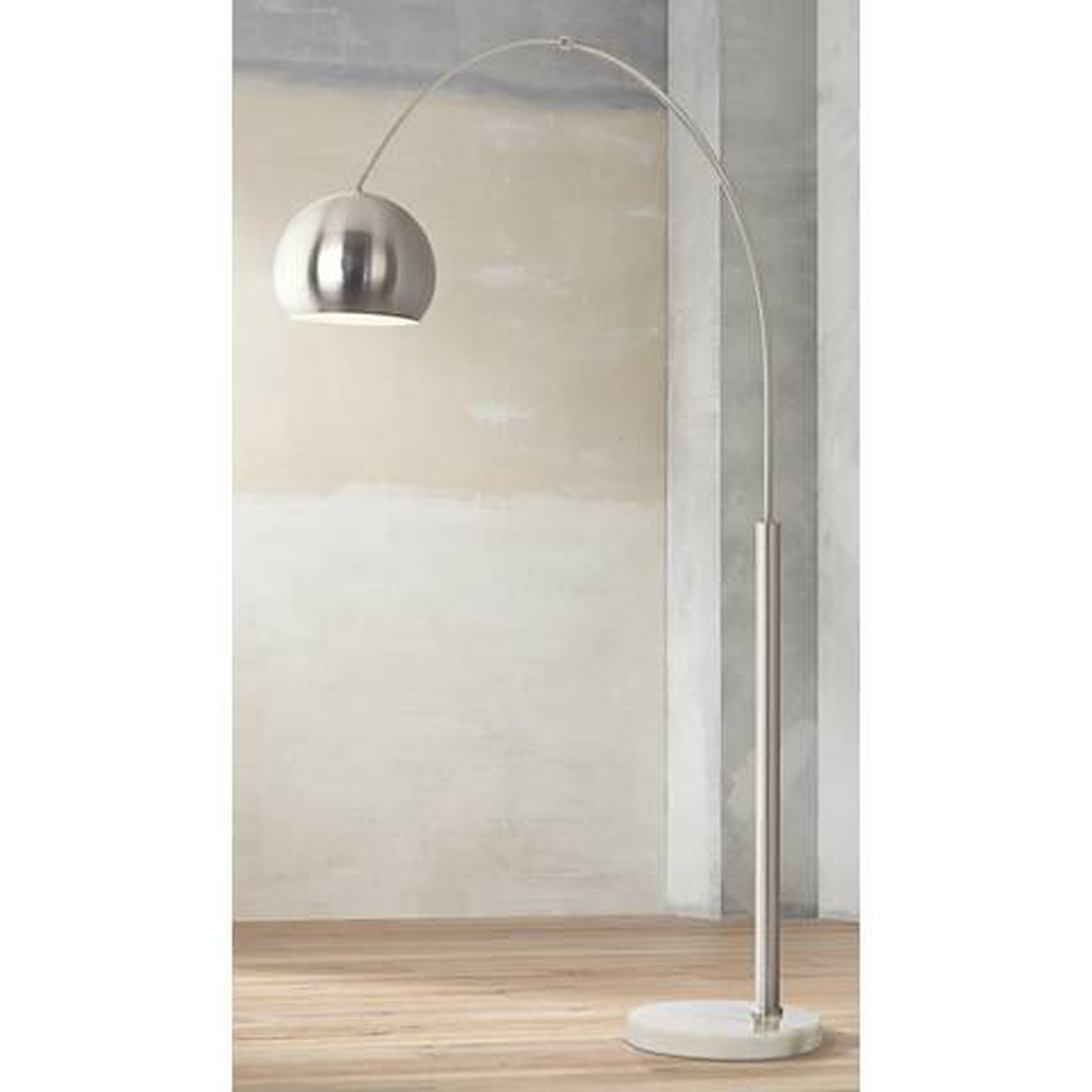 Basque Steel and Brushed Nickel Arc Floor Lamp - Lamps Plus