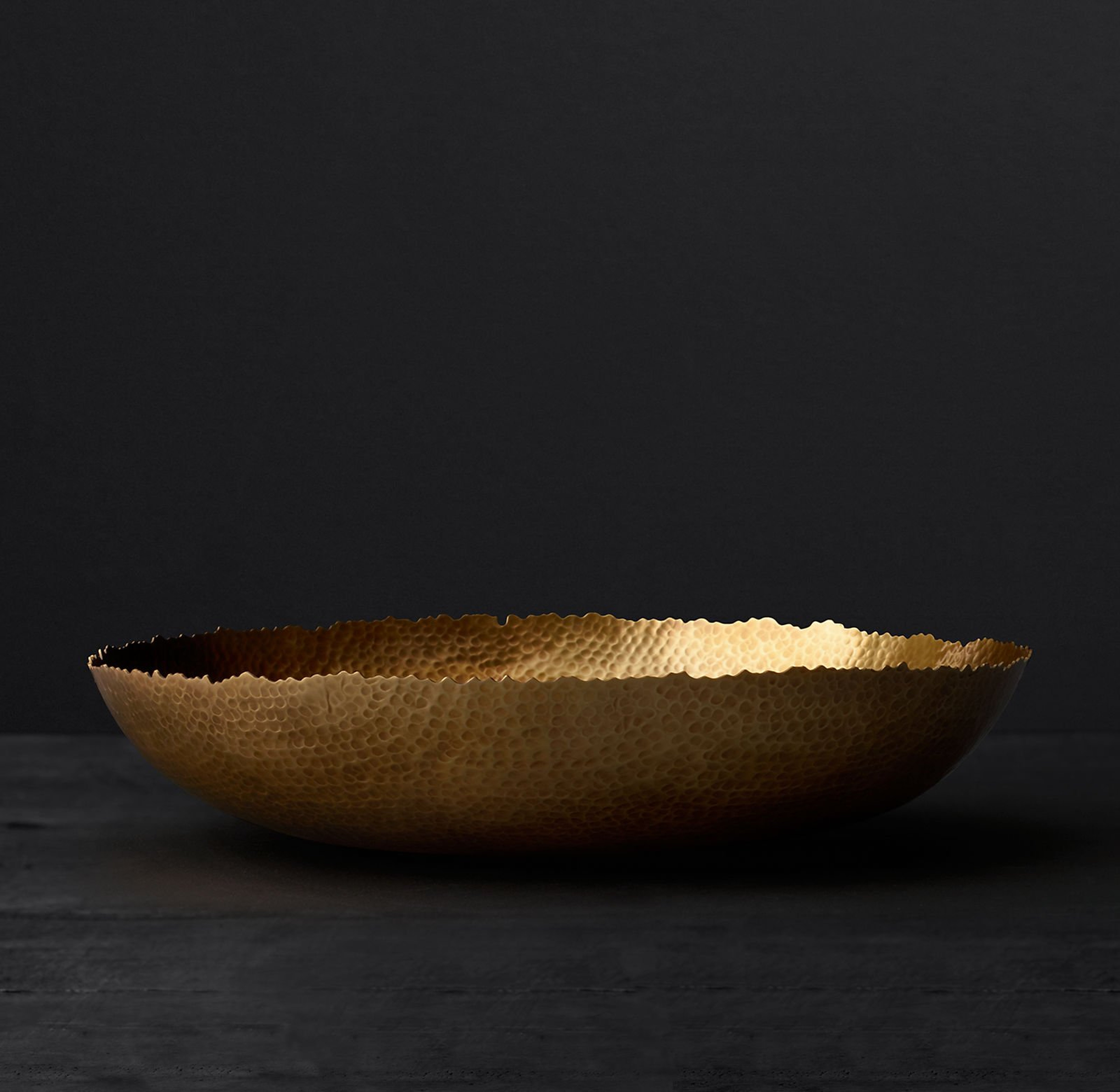 HAMMERED BRASS RAW EDGE BOWL - WIDE - RH