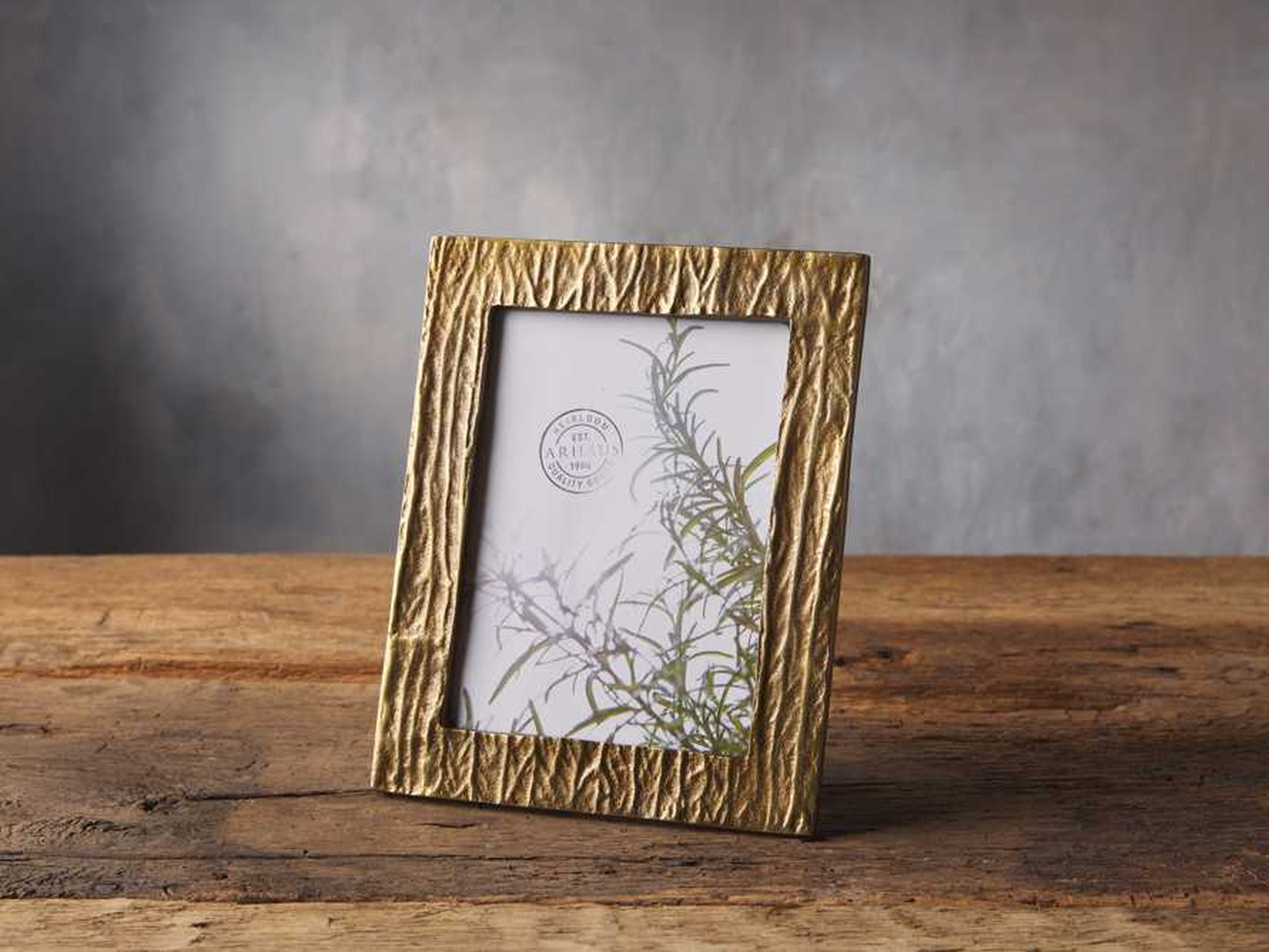Antique Brass 5" X 7" Wood Picture Frame in White - Arhaus