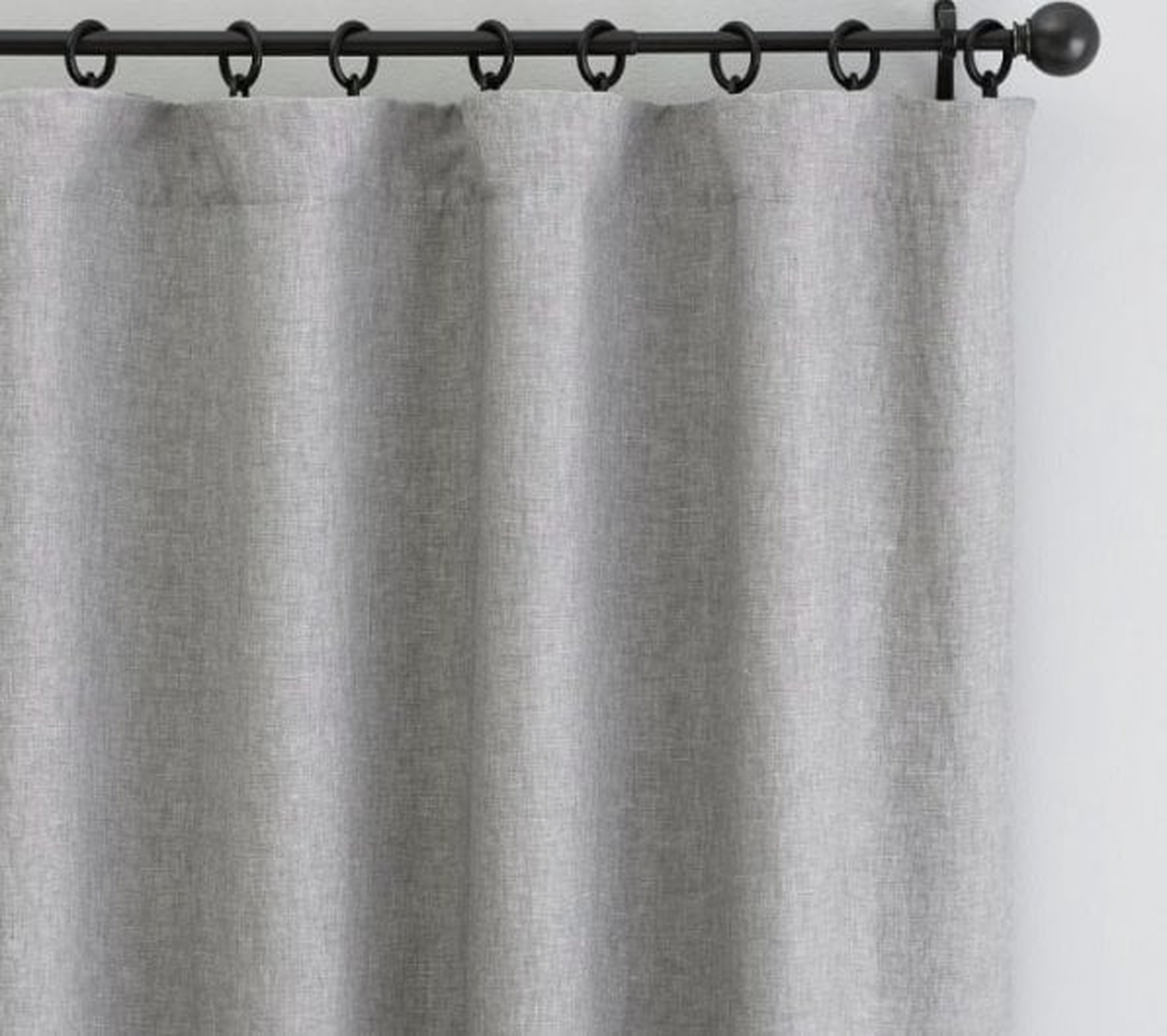 Custom Classic Belgian Linen Curtain, Chambray Gray, 78x98 - Pottery Barn